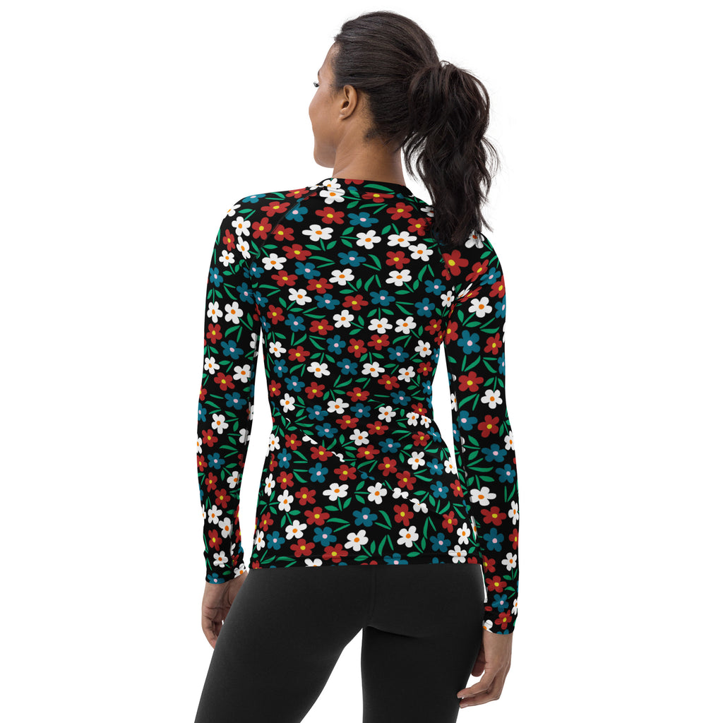 Women's Black Red & Teal Long Sleeve Rash Guard Swim Shirt – Buttery Soft, Sun Safe UPF 50+ Protection, Quick Dry & 4-Way Stretch Comfort