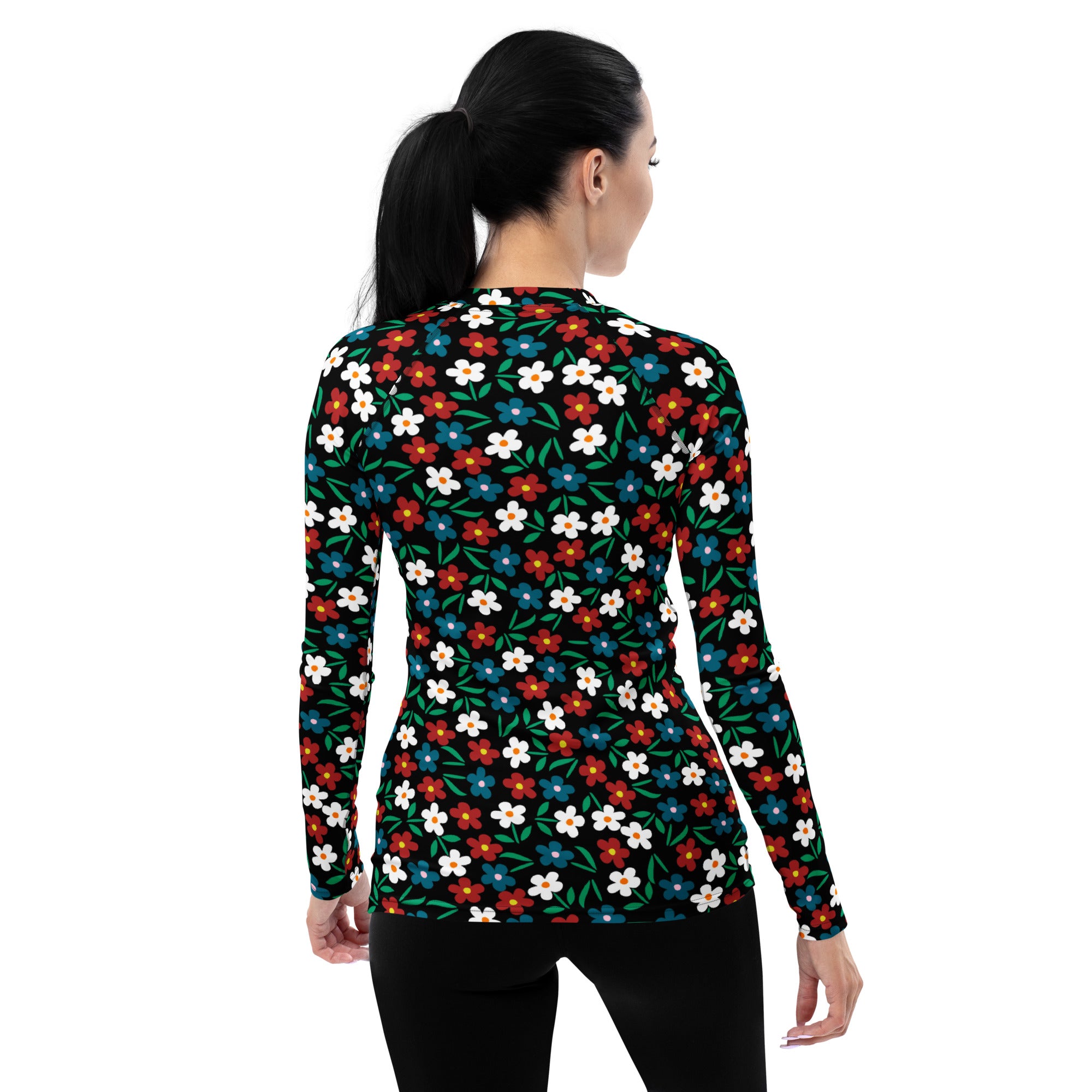 Women's Black Red & Teal Long Sleeve Rash Guard Swim Shirt – Buttery Soft, Sun Safe UPF 50+ Protection, Quick Dry & 4-Way Stretch Comfort