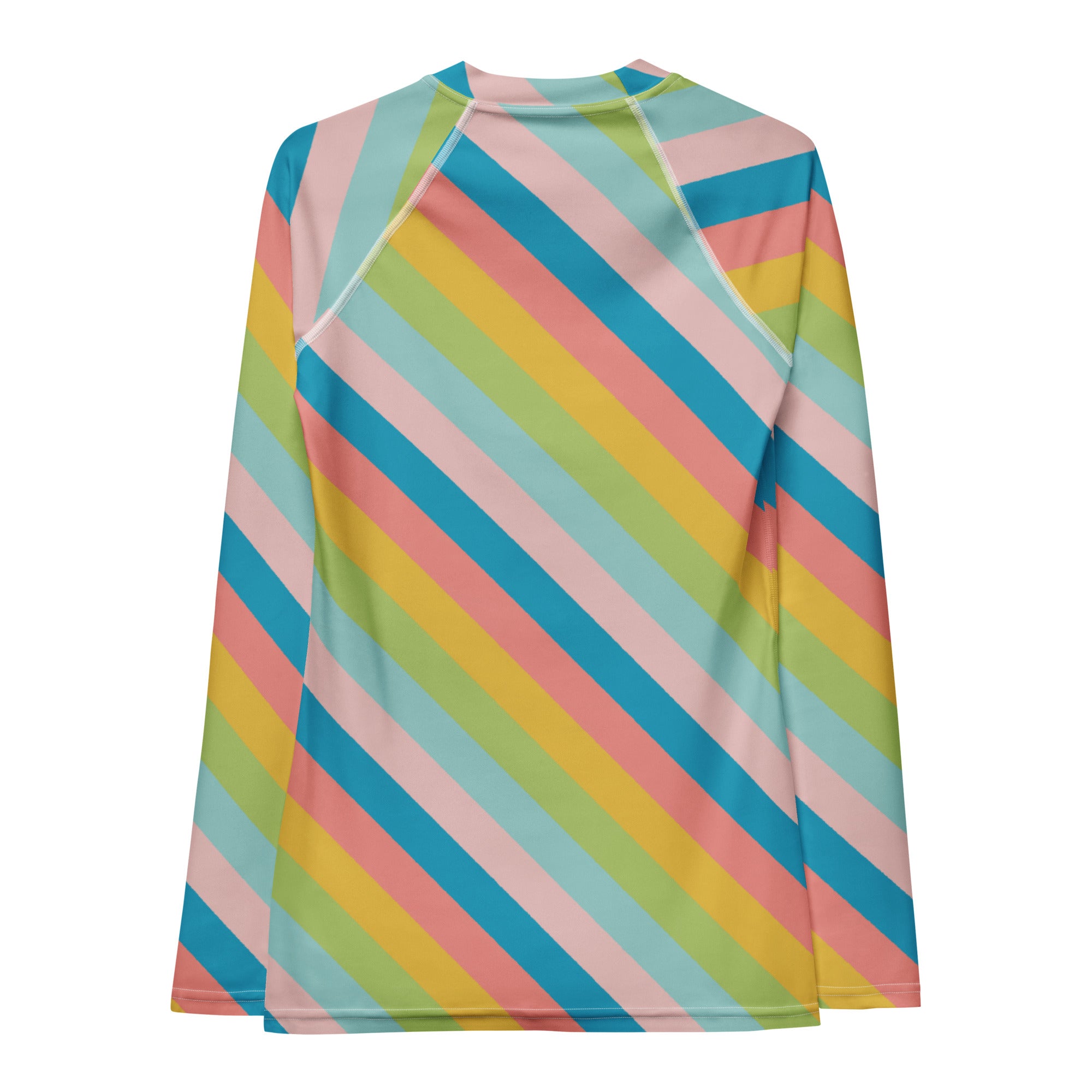 Women's Colorful Diagonal Striped Long Sleeve Rash Guard Swim Shirt – Buttery Soft, Sun Safe UPF 50+ Protection, Quick Dry & 4-Way Stretch Comfort