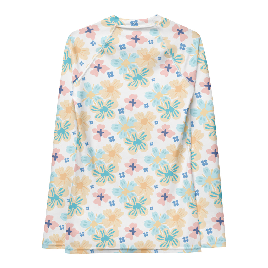 Women's Tropical Pastel Floral Long Sleeve Rash Guard Swim Shirt – Buttery Soft, Sun Safe UPF 50+ Protection, Quick Dry & 4-Way Stretch Comfort