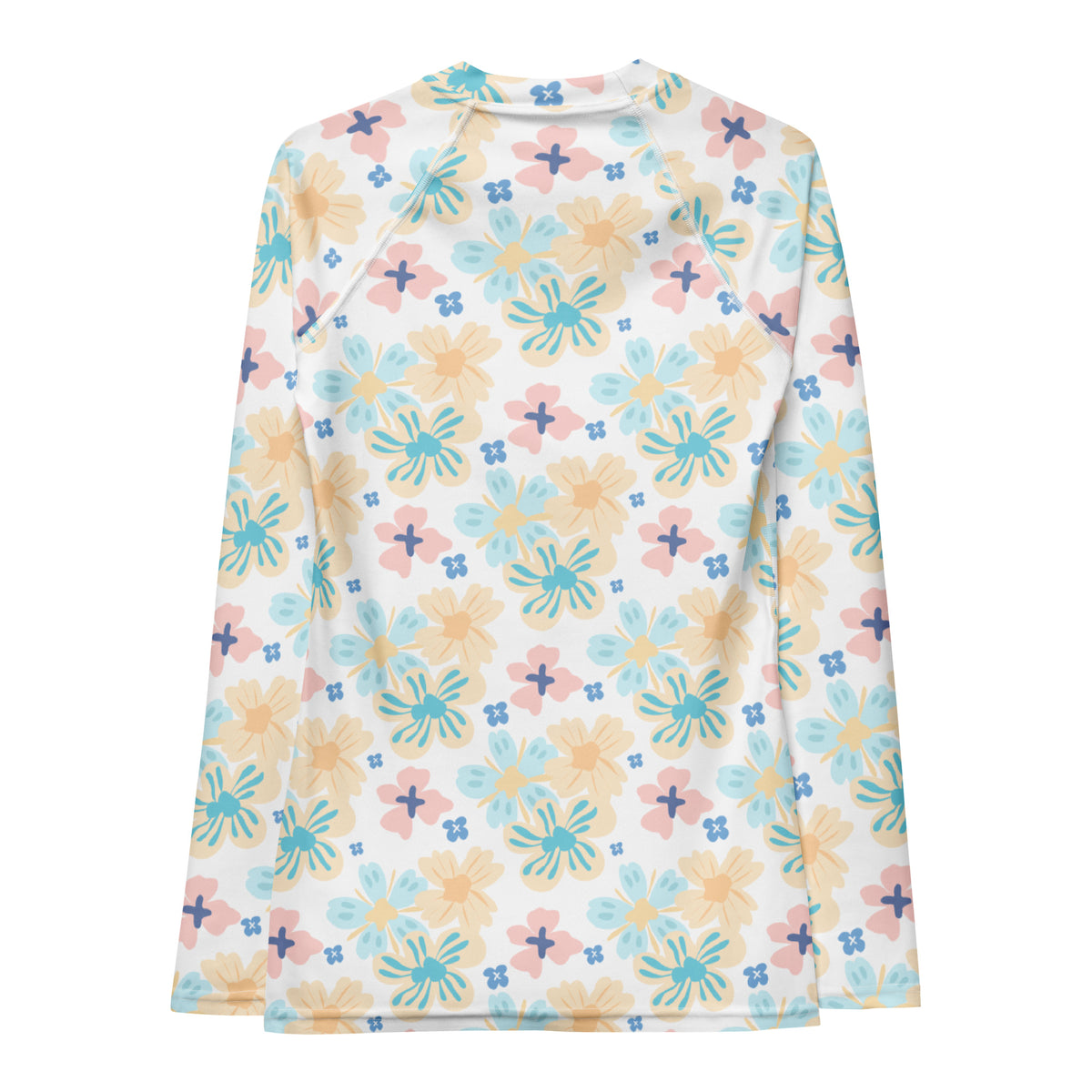 Women's Tropical Pastel Floral Long Sleeve Rash Guard Swim Shirt – Buttery Soft, Sun Safe UPF 50+ Protection, Quick Dry & 4-Way Stretch Comfort
