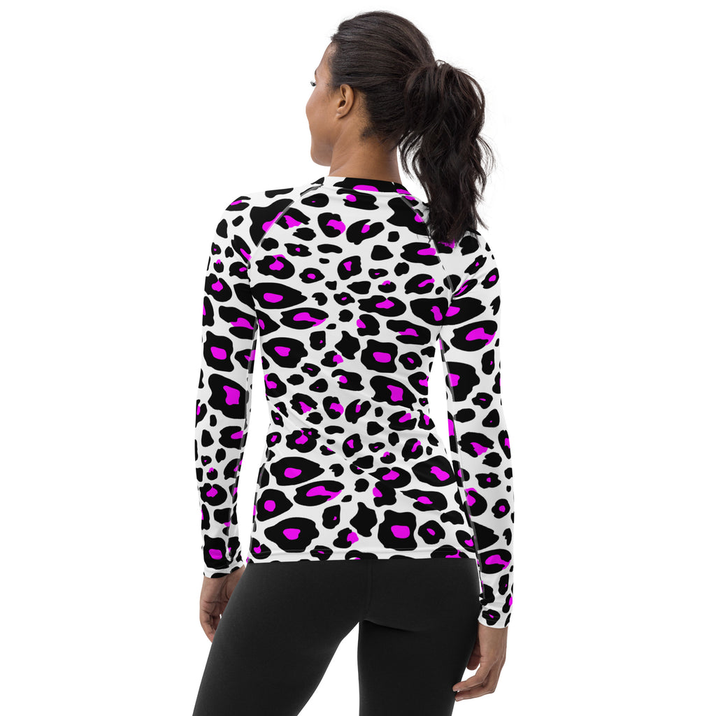 Women's Purple Leopard Long Sleeve Rash Guard Swim Shirt – Buttery Soft, Sun Safe UPF 50+ Protection, Quick Dry & 4-Way Stretch Comfort