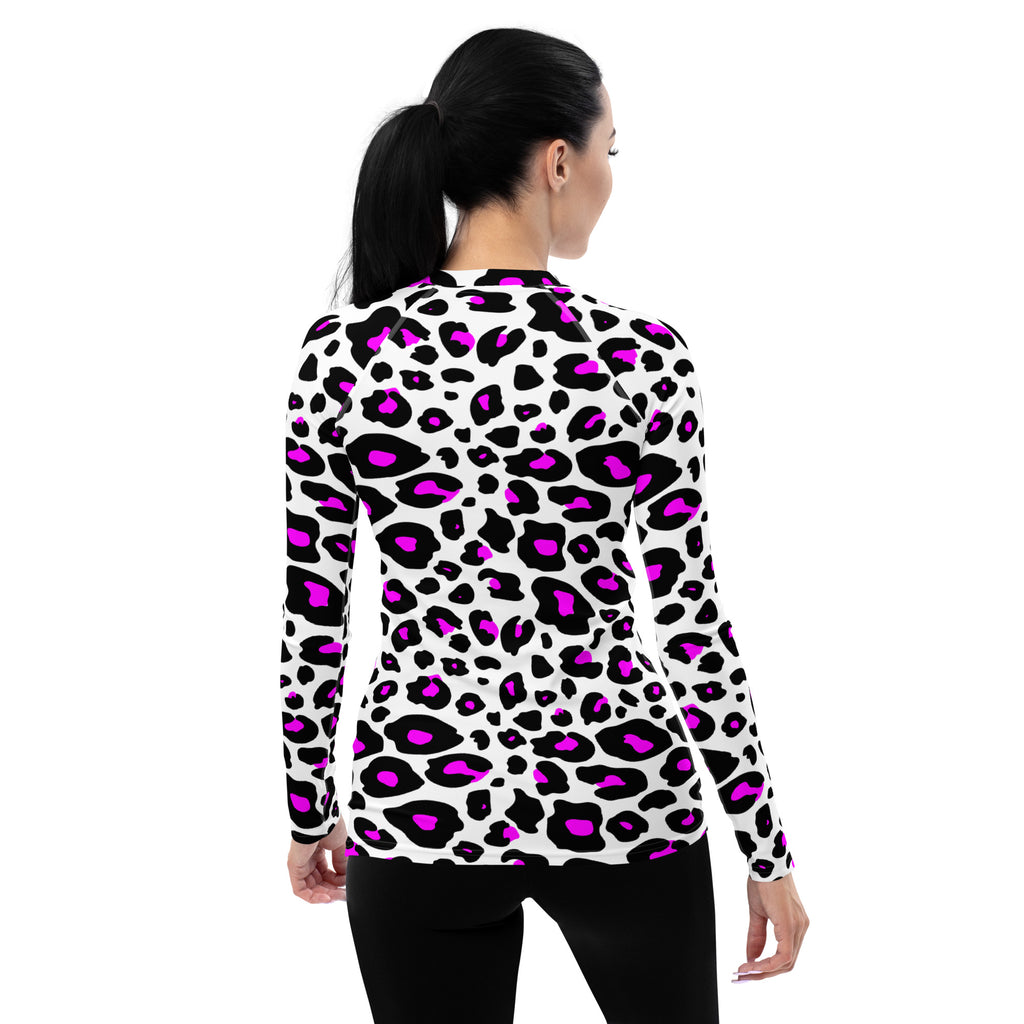 Women's Purple Leopard Long Sleeve Rash Guard Swim Shirt – Buttery Soft, Sun Safe UPF 50+ Protection, Quick Dry & 4-Way Stretch Comfort