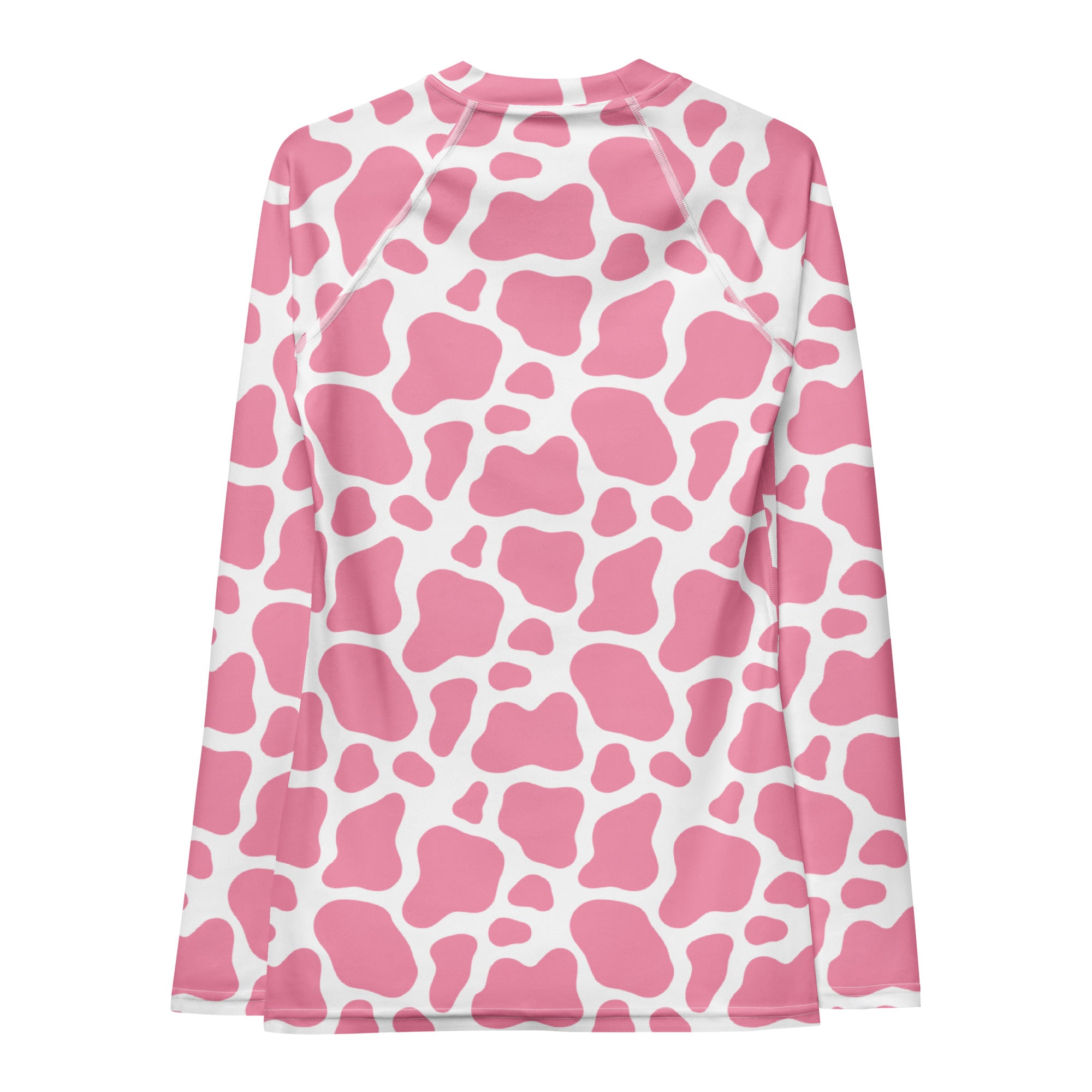 Women's Pink Cow Print Long Sleeve Rash Guard Swim Shirt – Buttery Soft, Sun Safe UPF 50+ Protection, Quick Dry & 4-Way Stretch Comfort