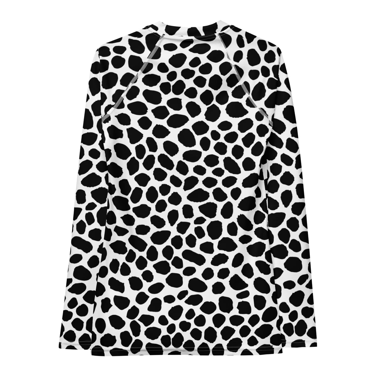 Women's Black & White Spotted Animal Print Long Sleeve Rash Guard Swim Shirt – Buttery Soft, Sun Safe UPF 50+ Protection, Quick Dry & 4-Way Stretch Comfort