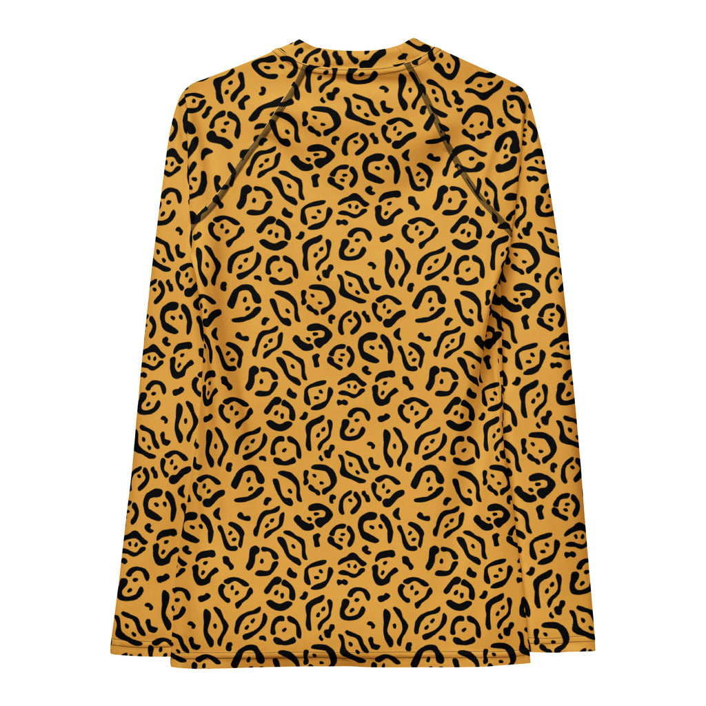 Women's Golden Leopard Print Long Sleeve Rash Guard Swim Shirt – Buttery Soft, Sun Safe UPF 50+ Protection, Quick Dry & 4-Way Stretch Comfort