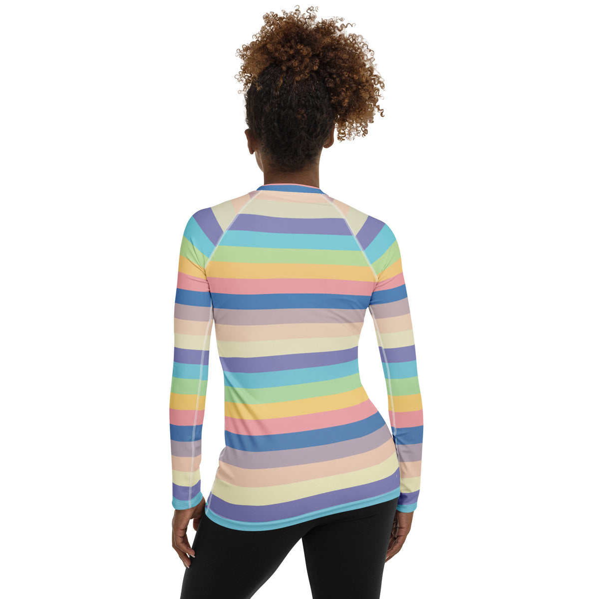 Women's Colorful Pastel Stripe Long Sleeve Rash Guard Swim Shirt – Buttery Soft, Sun Safe UPF 50+ Protection, Quick Dry & 4-Way Stretch Comfort