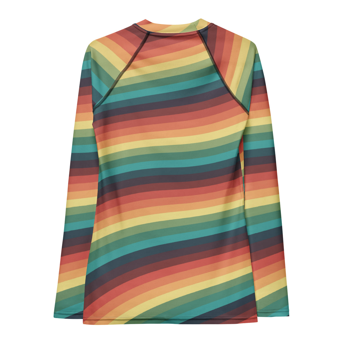 Women's Vintage Rainbow Stripe Long Sleeve Rash Guard Swim Shirt – Buttery Soft, Sun Safe UPF 50+ Protection, Quick Dry & 4-Way Stretch Comfort