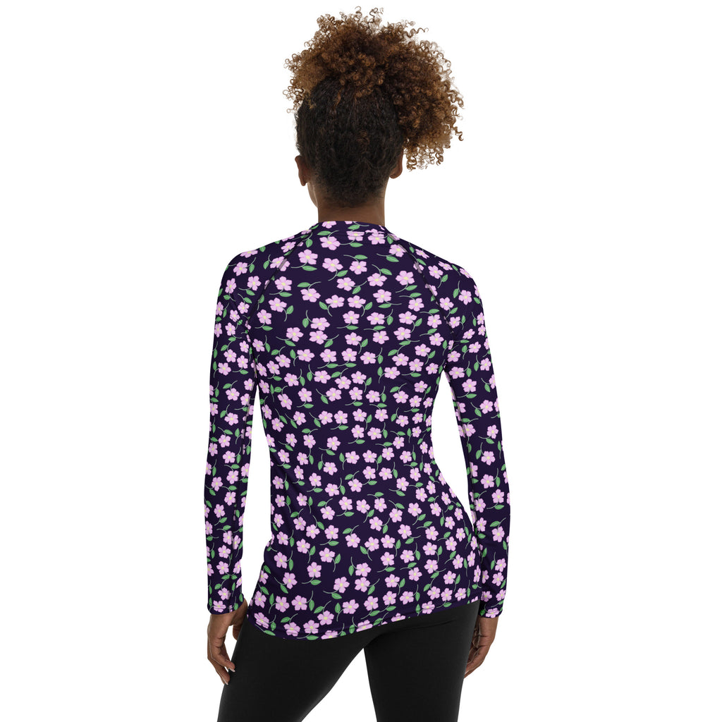 Women's Purple Floral Long Sleeve Rash Guard Swim Shirt – Buttery Soft, Sun Safe UPF 50+ Protection, Quick Dry & 4-Way Stretch Comfort