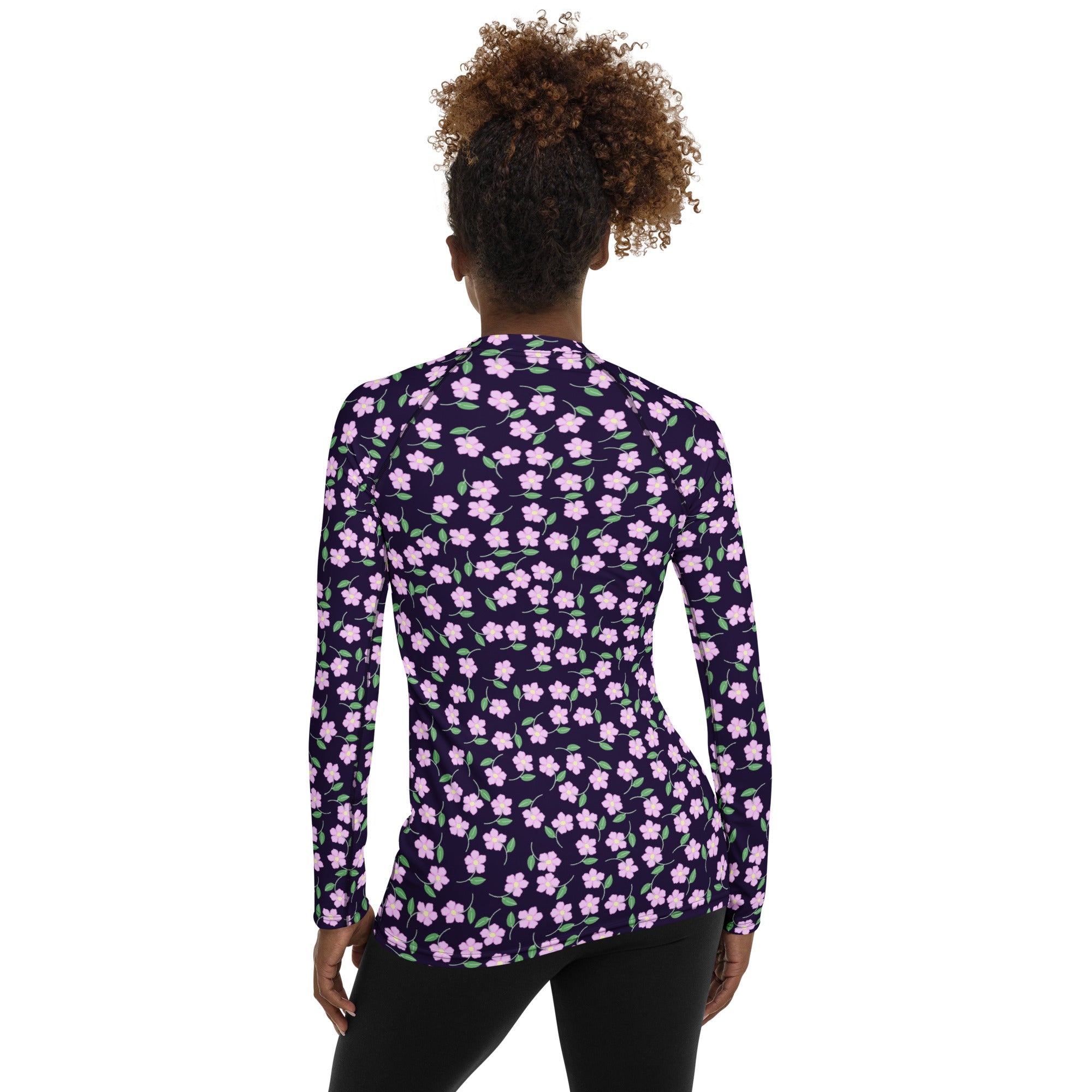 Women's Purple Floral Long Sleeve Rash Guard Swim Shirt – Buttery Soft, Sun Safe UPF 50+ Protection, Quick Dry & 4-Way Stretch Comfort