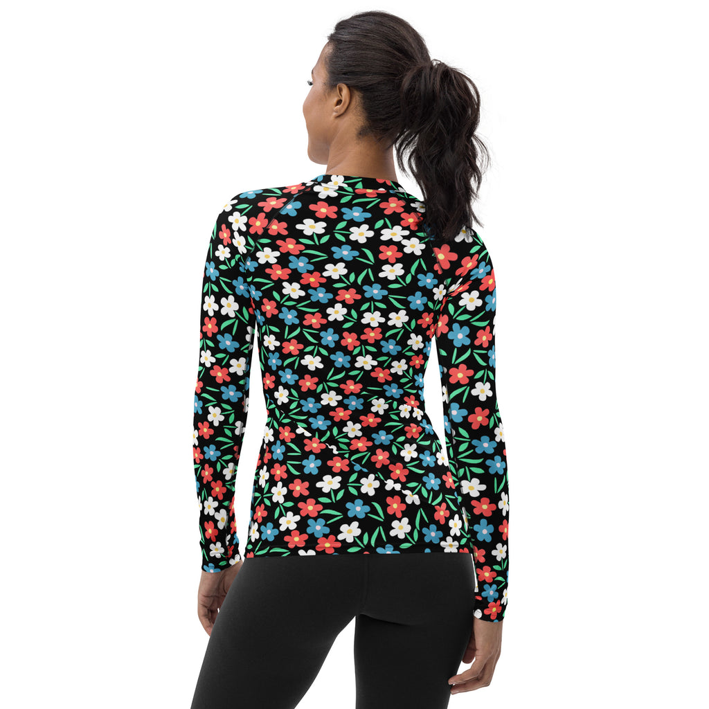 Women's Colorful Flower Long Sleeve Rash Guard Swim Shirt – Buttery Soft, Sun Safe UPF 50+ Protection, Quick Dry & 4-Way Stretch Comfort