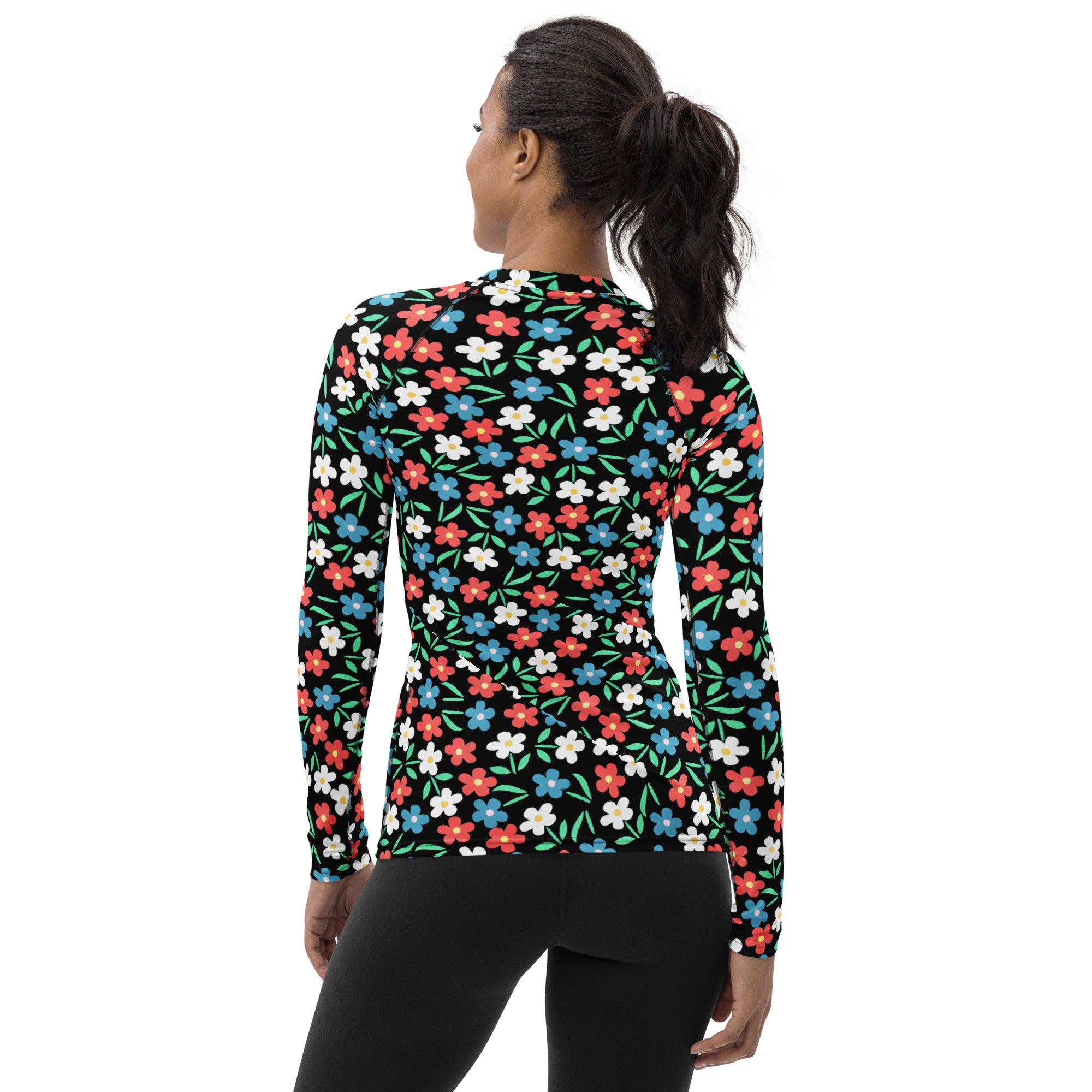 Women's Colorful Flower Long Sleeve Rash Guard Swim Shirt – Buttery Soft, Sun Safe UPF 50+ Protection, Quick Dry & 4-Way Stretch Comfort