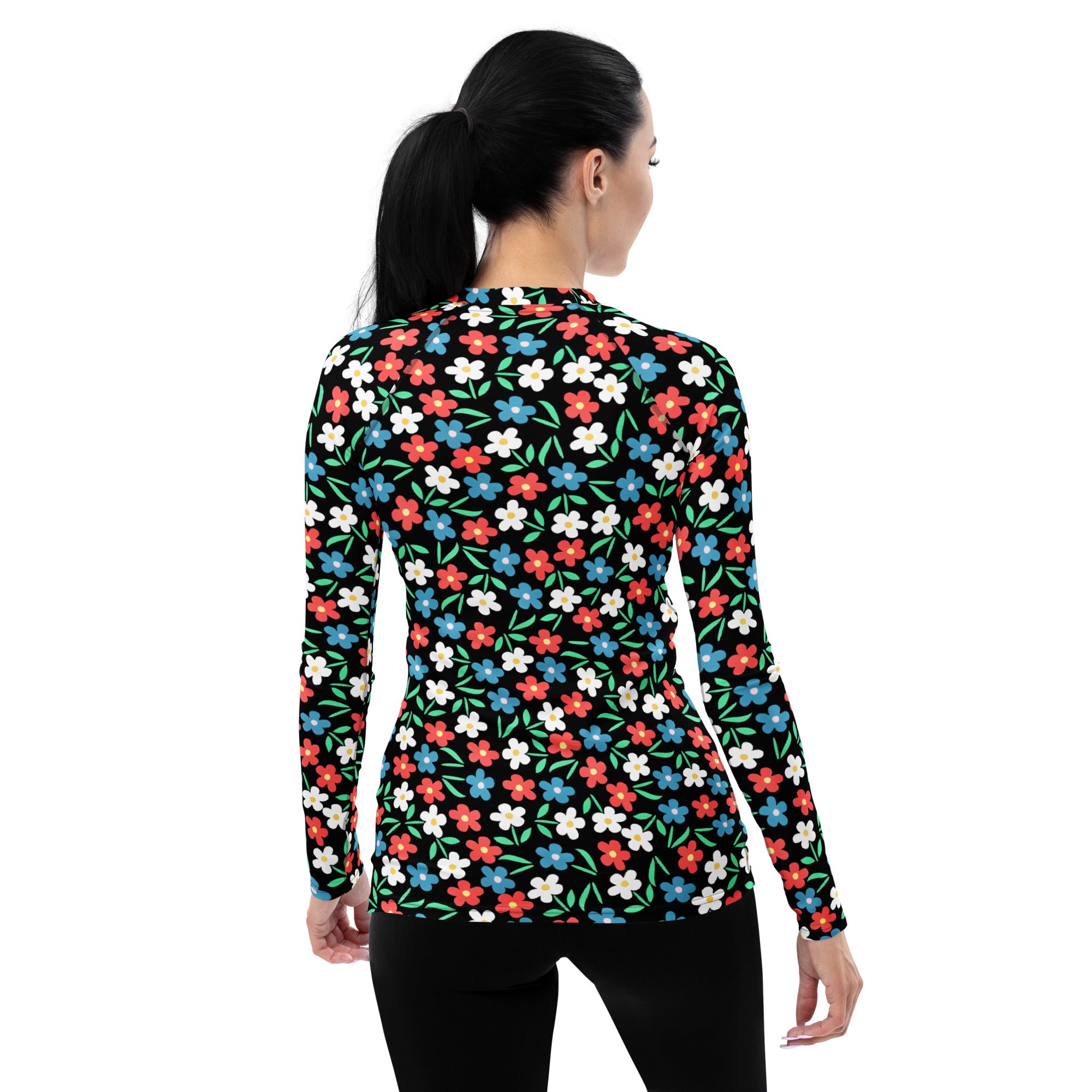 Women's Colorful Flower Long Sleeve Rash Guard Swim Shirt – Buttery Soft, Sun Safe UPF 50+ Protection, Quick Dry & 4-Way Stretch Comfort