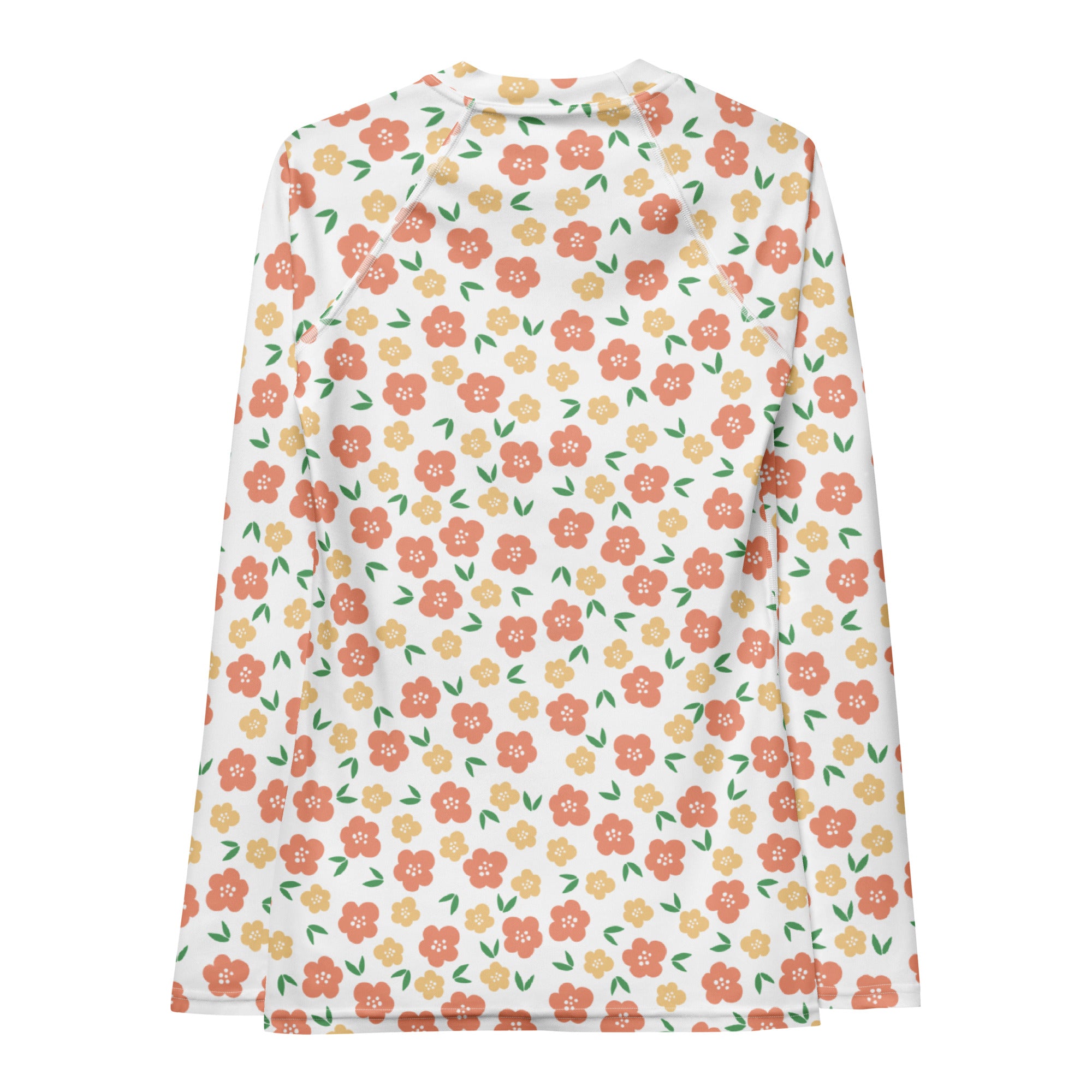 Women's Orange Floral Long Sleeve Rash Guard Swim Shirt – Buttery Soft, Sun Safe UPF 50+ Protection, Quick Dry & 4-Way Stretch Comfort