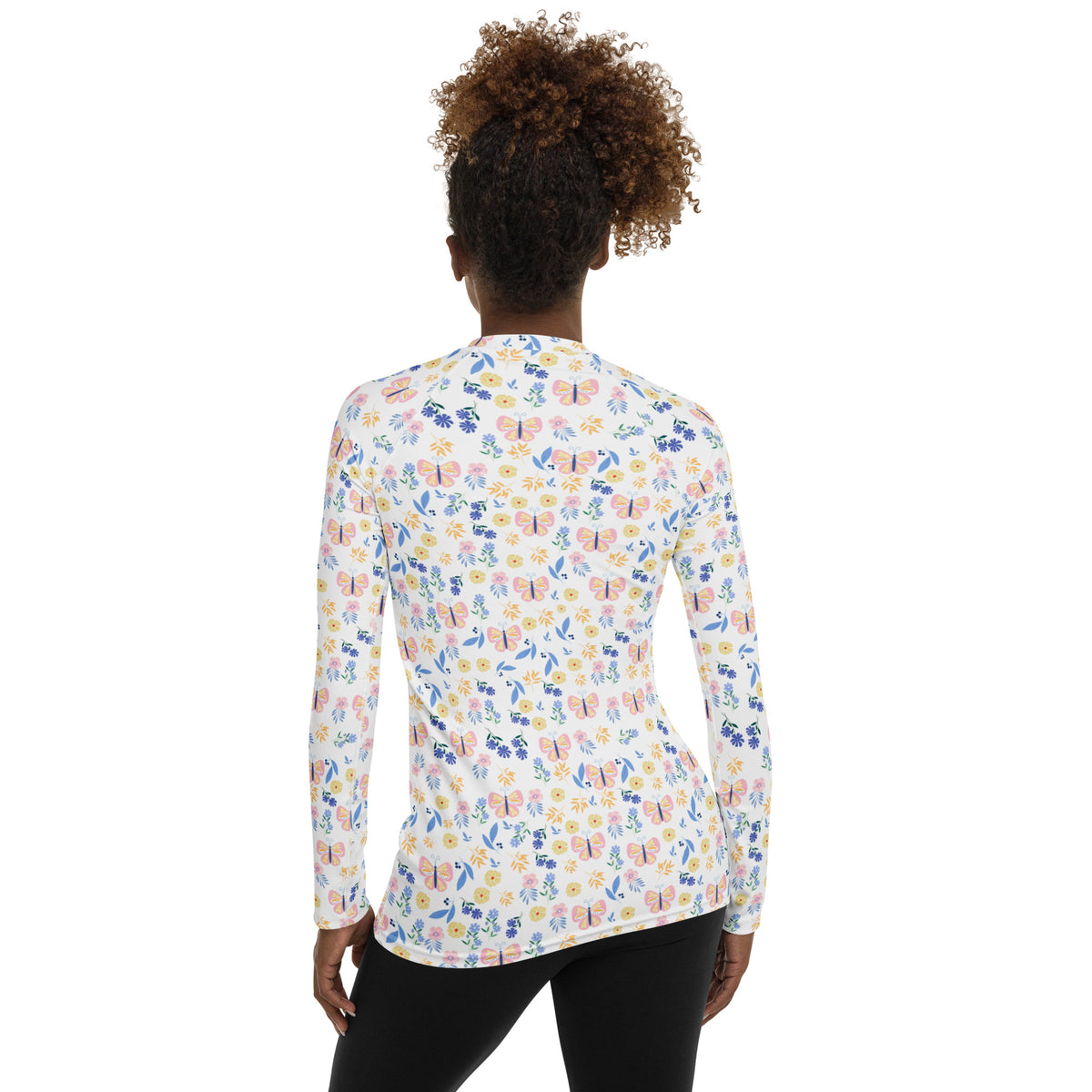 Women's Butterfly Floral Long Sleeve Rash Guard Swim Shirt – Buttery Soft, Sun Safe UPF 50+ Protection, Quick Dry & 4-Way Stretch Comfort