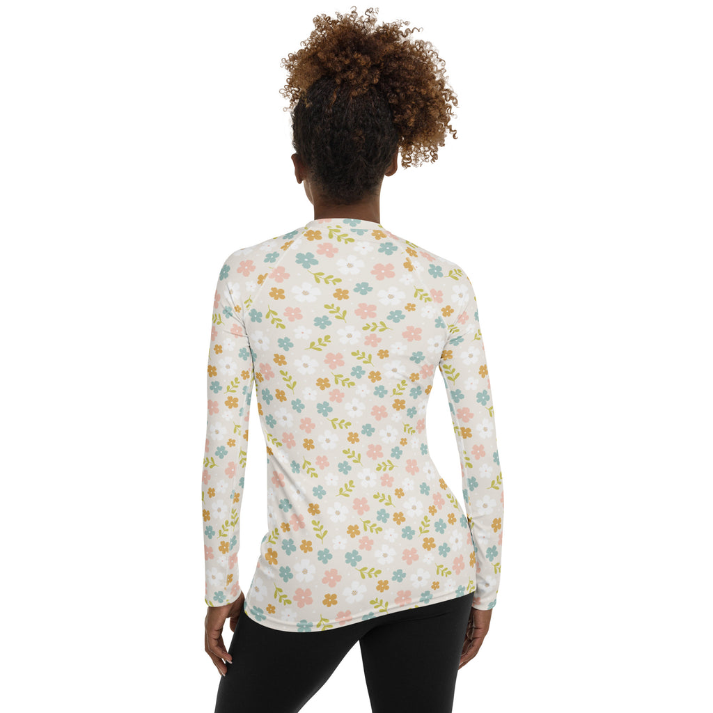 Women's Dainty Wildflower Long Sleeve Rash Guard Swim Shirt – Buttery Soft, Sun Safe UPF 50+ Protection, Quick Dry & 4-Way Stretch Comfort