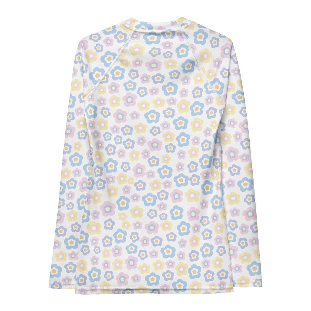 Women's Pastel Flower Long Sleeve Rash Guard Swim Shirt – Buttery Soft, Sun Safe UPF 50+ Protection, Quick Dry & 4-Way Stretch Comfort
