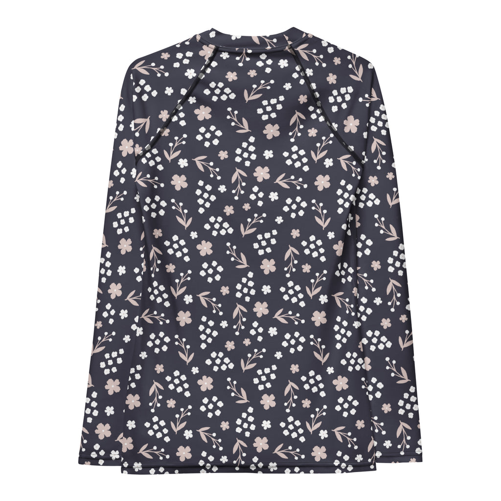 Women's Charcoal Floral Long Sleeve Rash Guard Swim Shirt – Buttery Soft, Sun Safe UPF 50+ Protection, Quick Dry & 4-Way Stretch Comfort