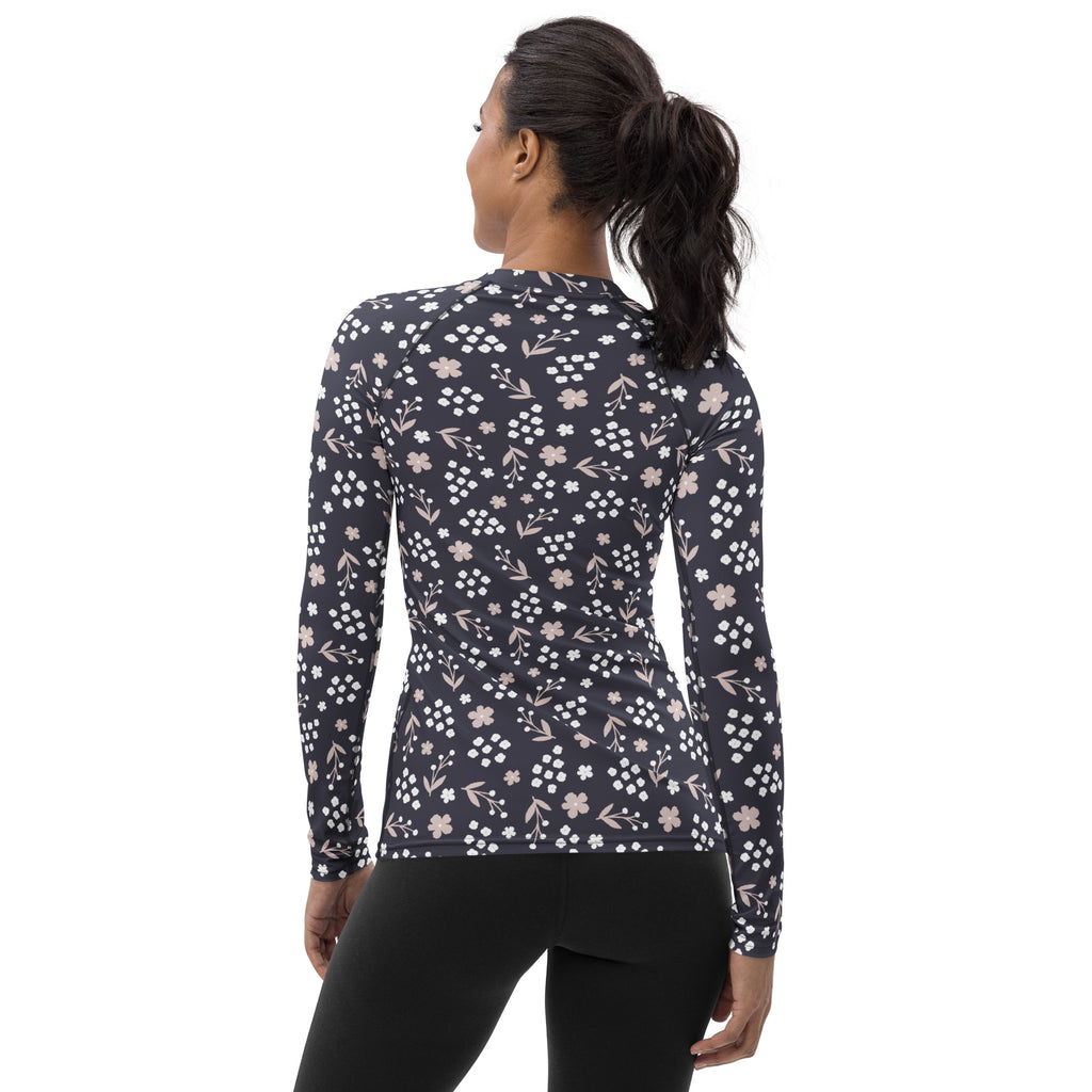 Women's Charcoal Floral Long Sleeve Rash Guard Swim Shirt – Buttery Soft, Sun Safe UPF 50+ Protection, Quick Dry & 4-Way Stretch Comfort