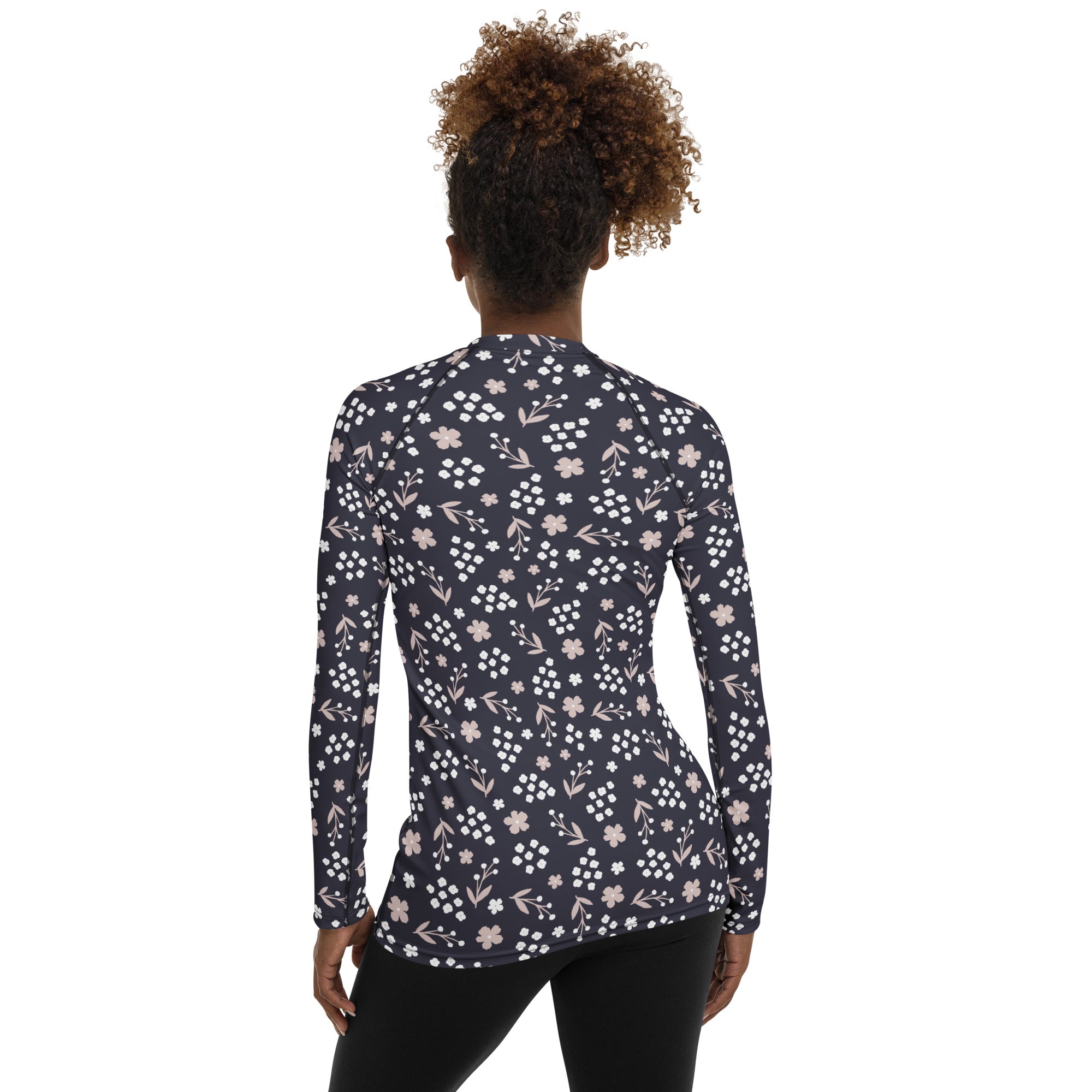 Women's Charcoal Floral Long Sleeve Rash Guard Swim Shirt – Buttery Soft, Sun Safe UPF 50+ Protection, Quick Dry & 4-Way Stretch Comfort