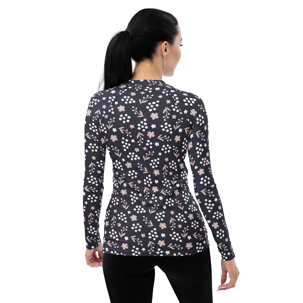 Women's Charcoal Floral Long Sleeve Rash Guard Swim Shirt – Buttery Soft, Sun Safe UPF 50+ Protection, Quick Dry & 4-Way Stretch Comfort
