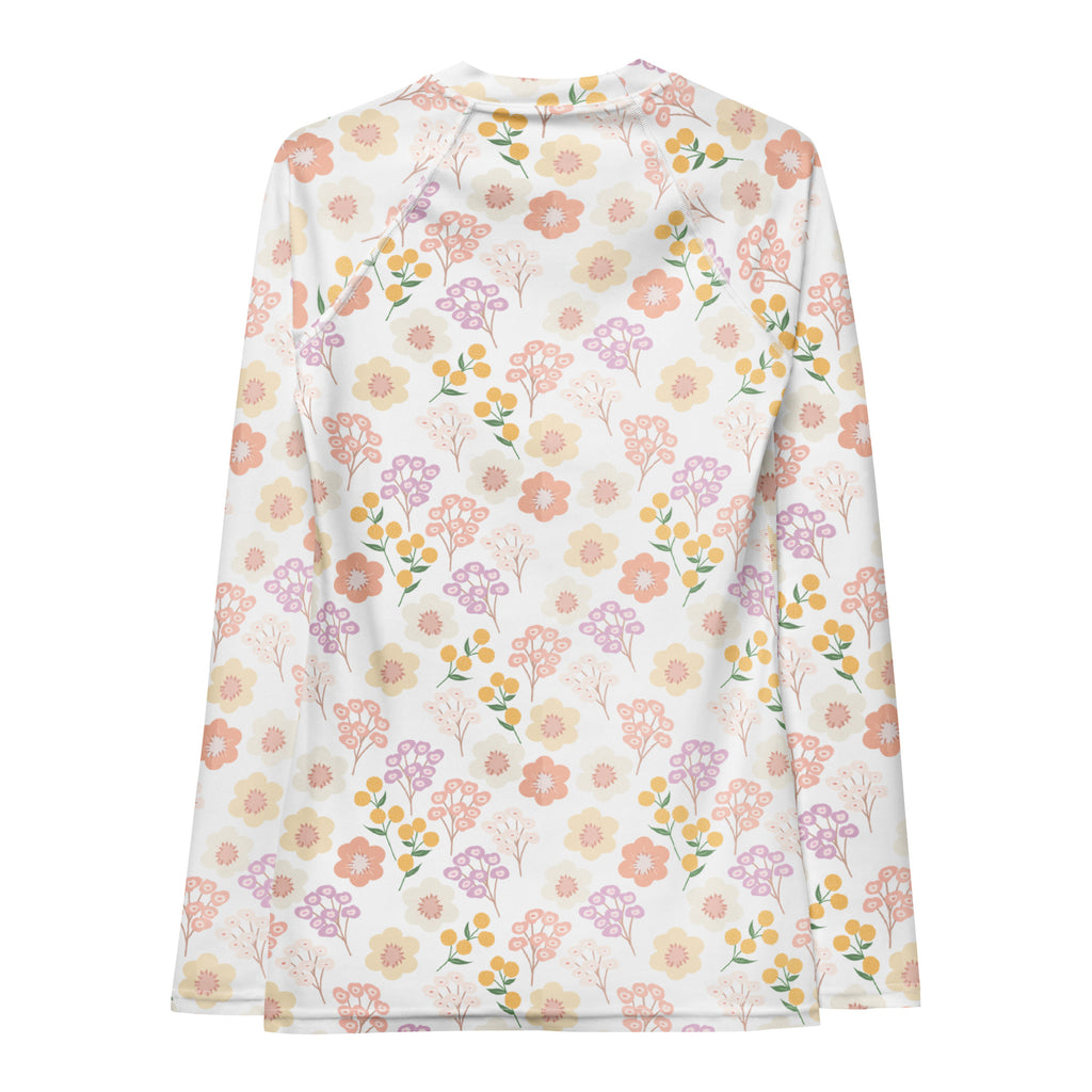 Women's Pastel Wildflower Rash Long Sleeve Rash Guard Swim Shirt – Buttery Soft, Sun Safe UPF 50+ Protection, Quick Dry & 4-Way Stretch Comfort