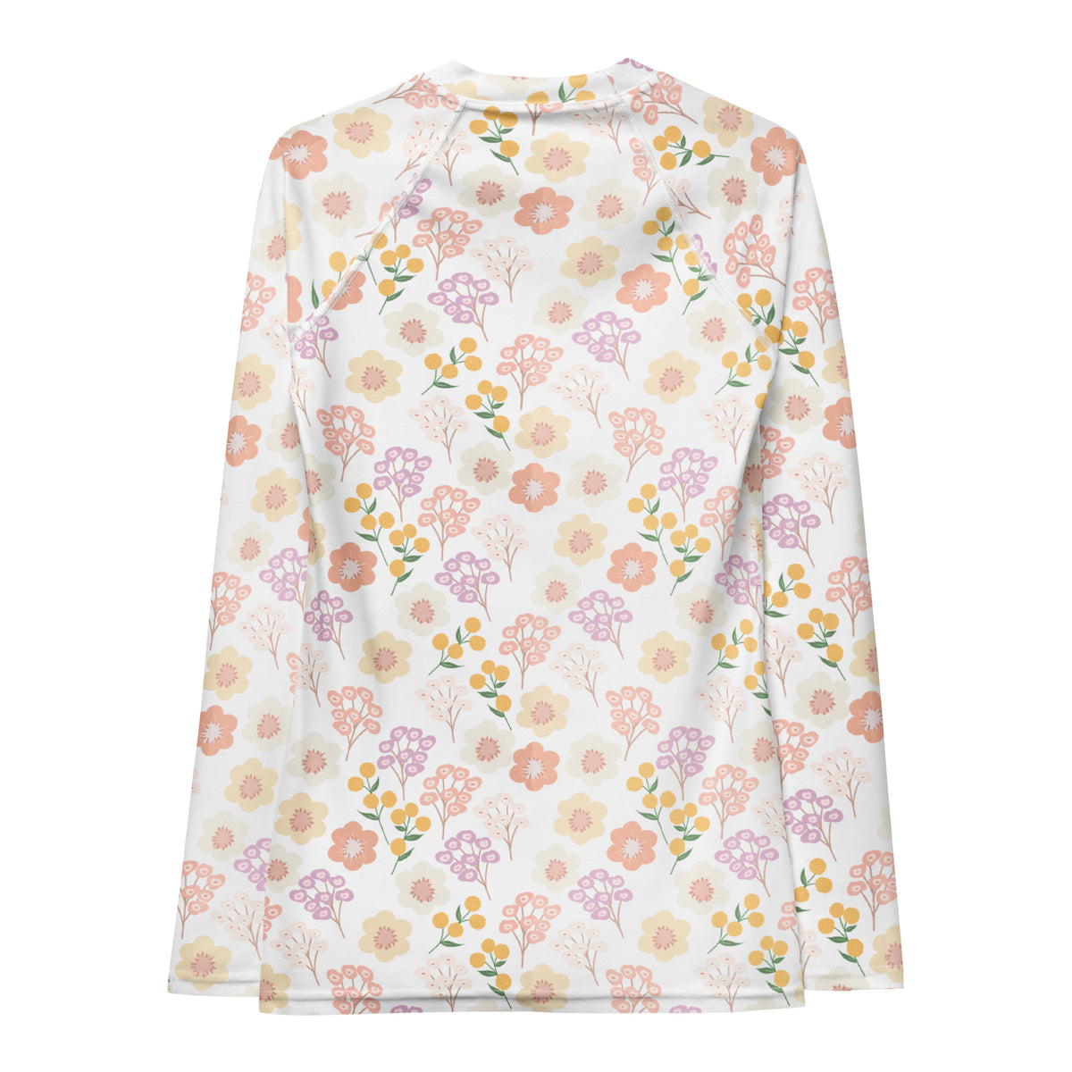 Women's Pastel Wildflower Rash Long Sleeve Rash Guard Swim Shirt – Buttery Soft, Sun Safe UPF 50+ Protection, Quick Dry & 4-Way Stretch Comfort