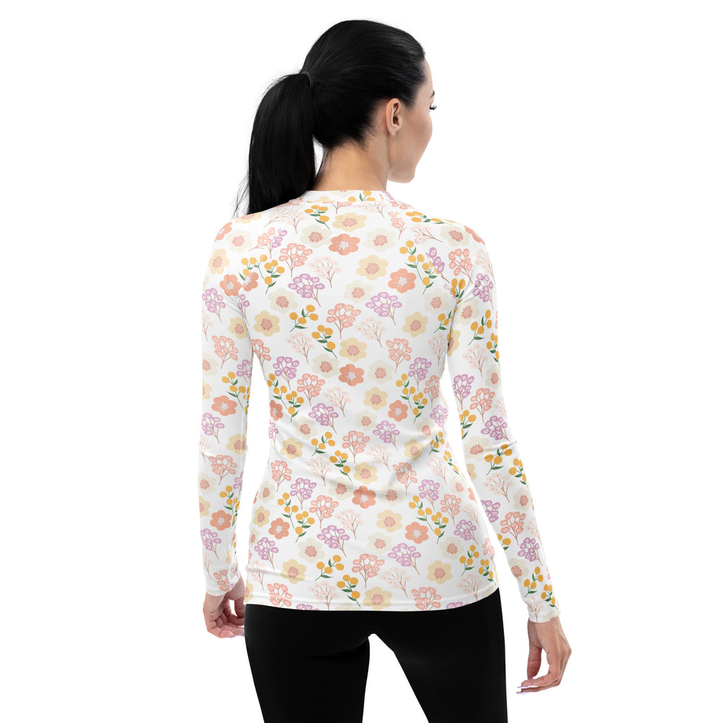 Women's Pastel Wildflower Rash Long Sleeve Rash Guard Swim Shirt – Buttery Soft, Sun Safe UPF 50+ Protection, Quick Dry & 4-Way Stretch Comfort