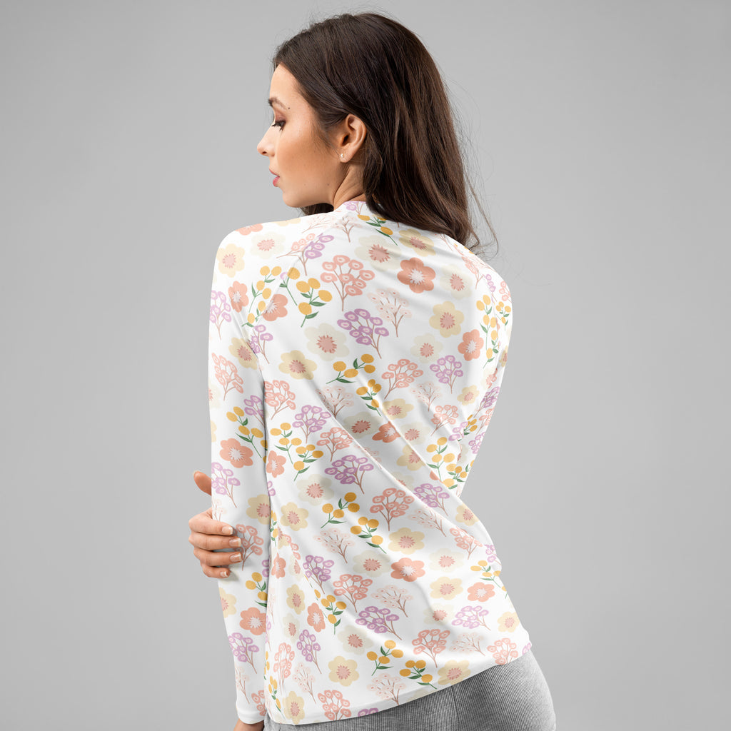 Women's Pastel Wildflower Rash Long Sleeve Rash Guard Swim Shirt – Buttery Soft, Sun Safe UPF 50+ Protection, Quick Dry & 4-Way Stretch Comfort