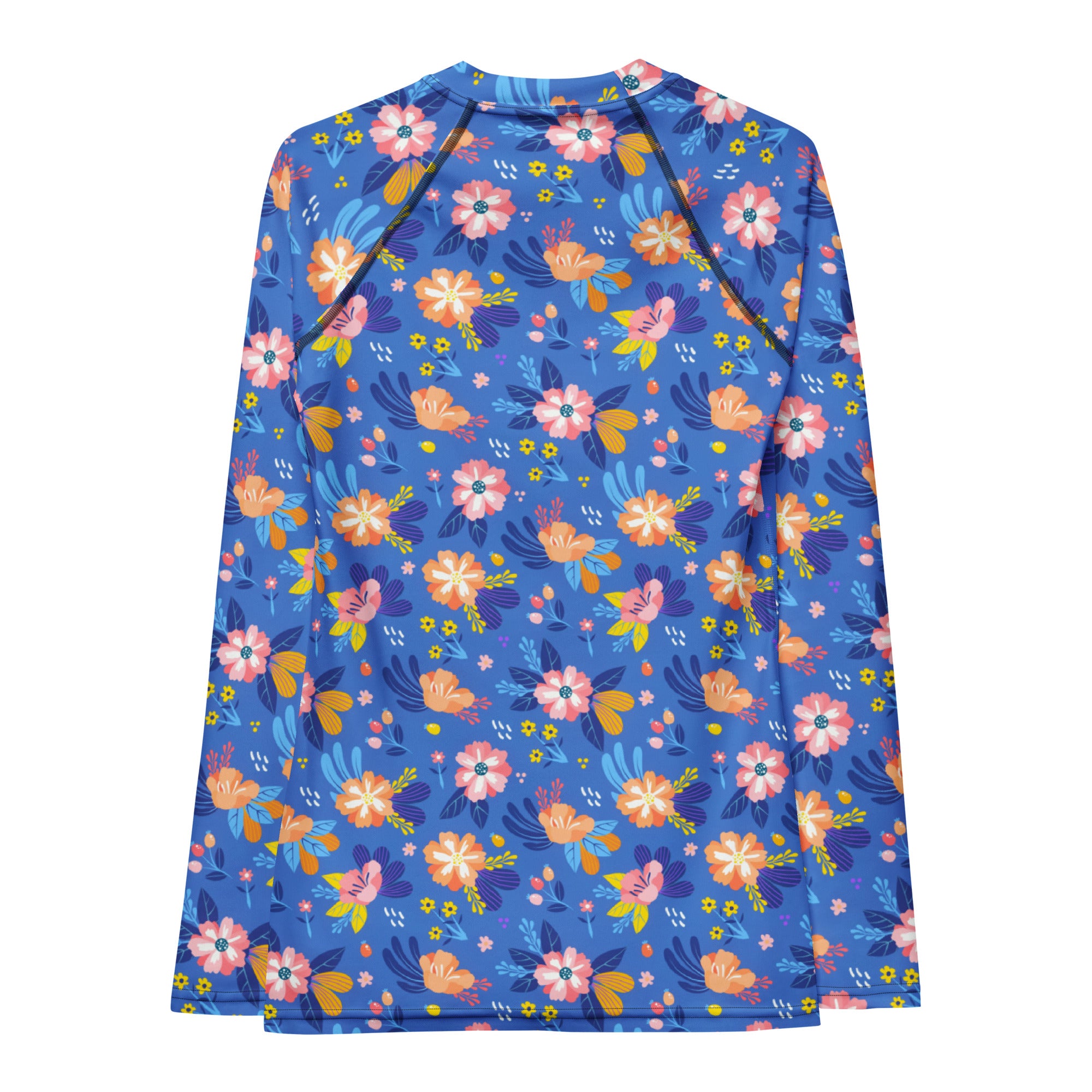Women's Colorful Blue Floral Long Sleeve Rash Guard Swim Shirt – Buttery Soft, Sun Safe UPF 50+ Protection, Quick Dry & 4-Way Stretch Comfort