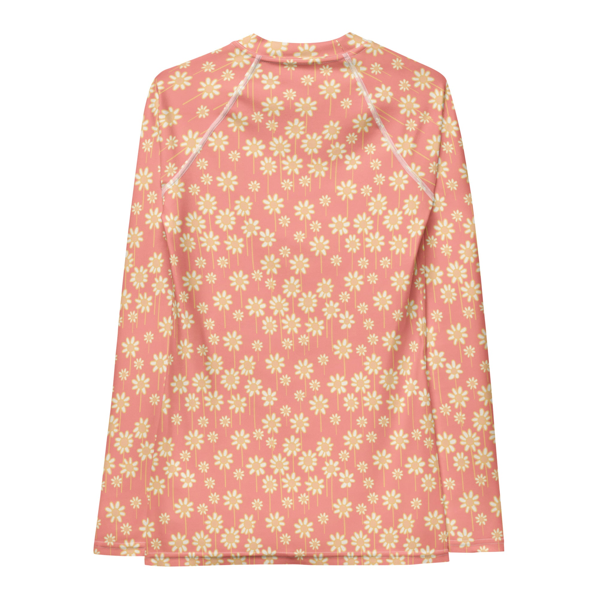 Women's Coral Daisy Long Sleeve Rash Guard Swim Shirt – Buttery Soft, Sun Safe UPF 50+ Protection, Quick Dry & 4-Way Stretch Comfort