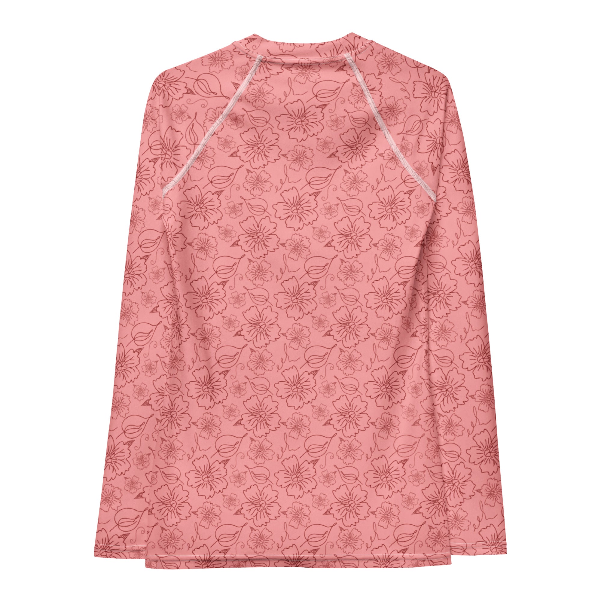 Women's Coral Pink Floral Long Sleeve Rash Guard Swim Shirt – Buttery Soft, Sun Safe UPF 50+ Protection, Quick Dry & 4-Way Stretch Comfort