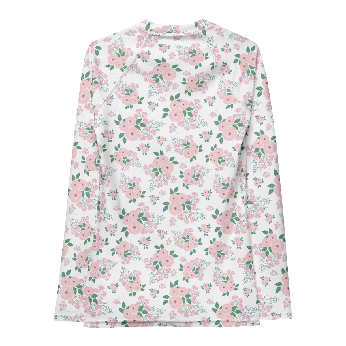 Women's Pink Rose Bouquet Long Sleeve Rash Guard Swim Shirt – Buttery Soft, Sun Safe UPF 50+ Protection, Quick Dry & 4-Way Stretch Comfort