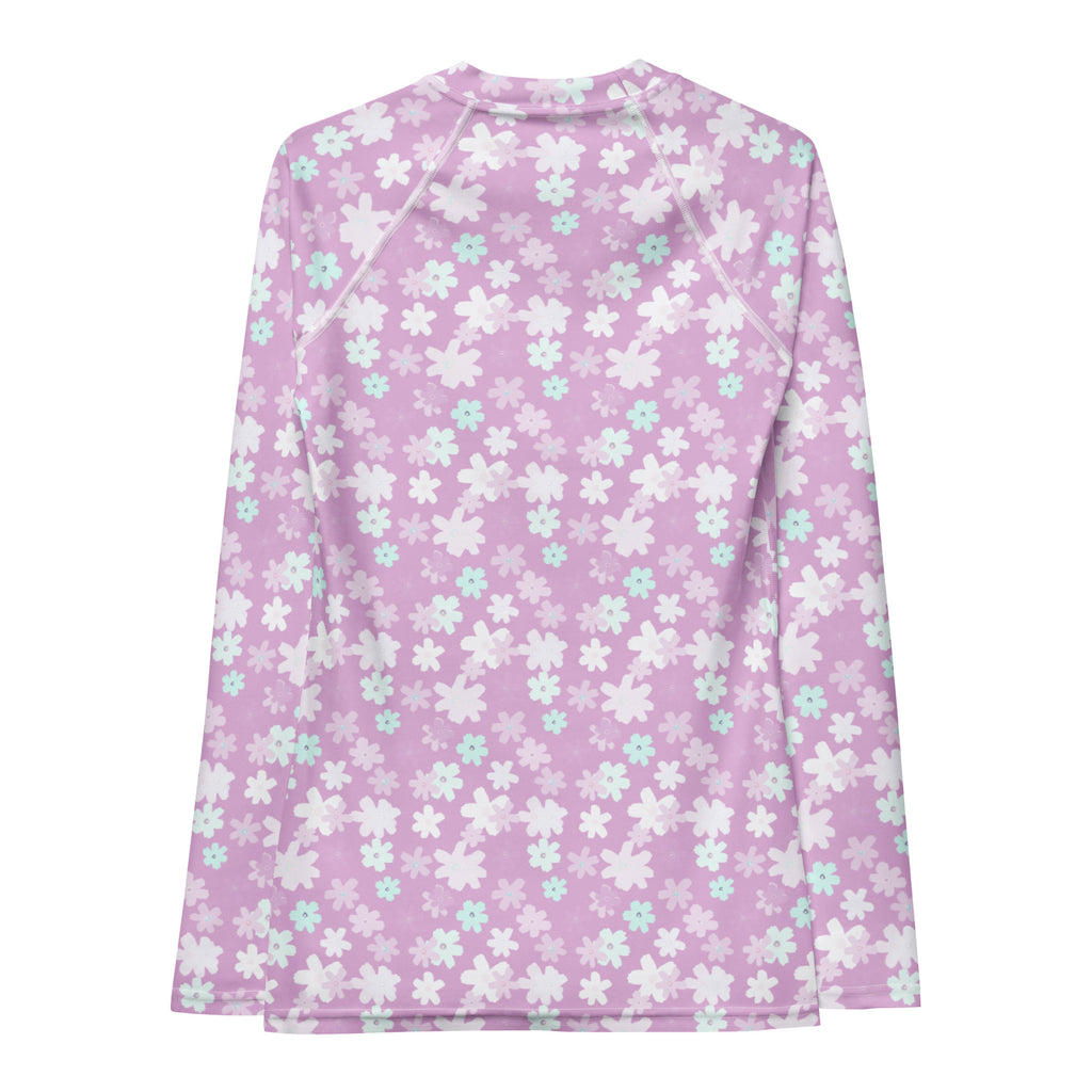 Women's Lavender Floral Long Sleeve Rash Guard Swim Shirt – Buttery Soft, Sun Safe UPF 50+ Protection, Quick Dry & 4-Way Stretch Comfort