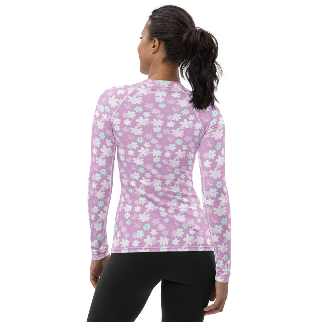 Women's Lavender Floral Long Sleeve Rash Guard Swim Shirt – Buttery Soft, Sun Safe UPF 50+ Protection, Quick Dry & 4-Way Stretch Comfort