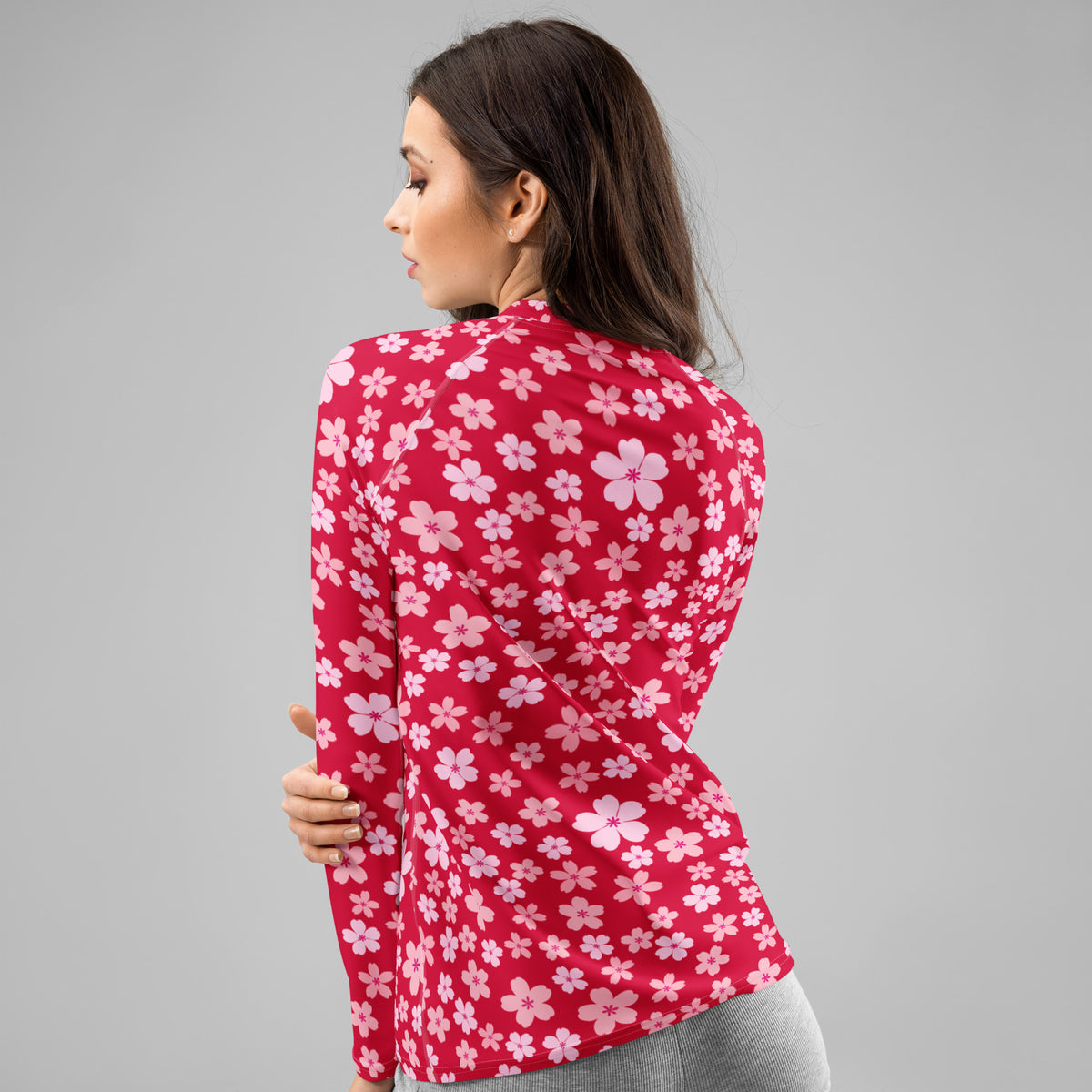 Women's Bright Pink Floral Long Sleeve Rash Guard Swim Shirt – Buttery Soft, Sun Safe UPF 50+ Protection, Quick Dry & 4-Way Stretch Comfort