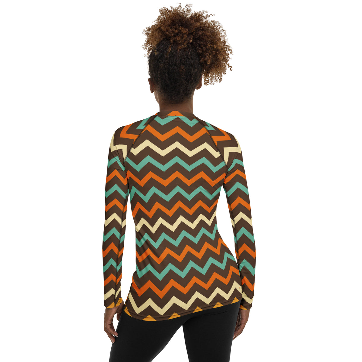 Women's Retro Chevron Long Sleeve Rash Guard Swim Shirt – Buttery Soft, Sun Safe UPF 50+ Protection, Quick Dry & 4-Way Stretch Comfort