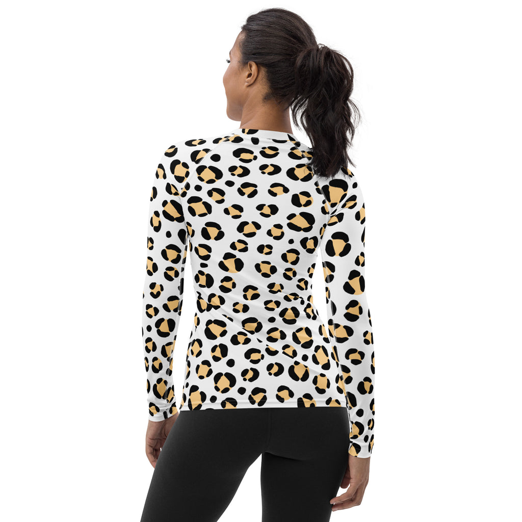 Women's Yellow Leopard Print Long Sleeve Rash Guard Swim Shirt – Buttery Soft, Sun Safe UPF 50+ Protection, Quick Dry & 4-Way Stretch Comfort