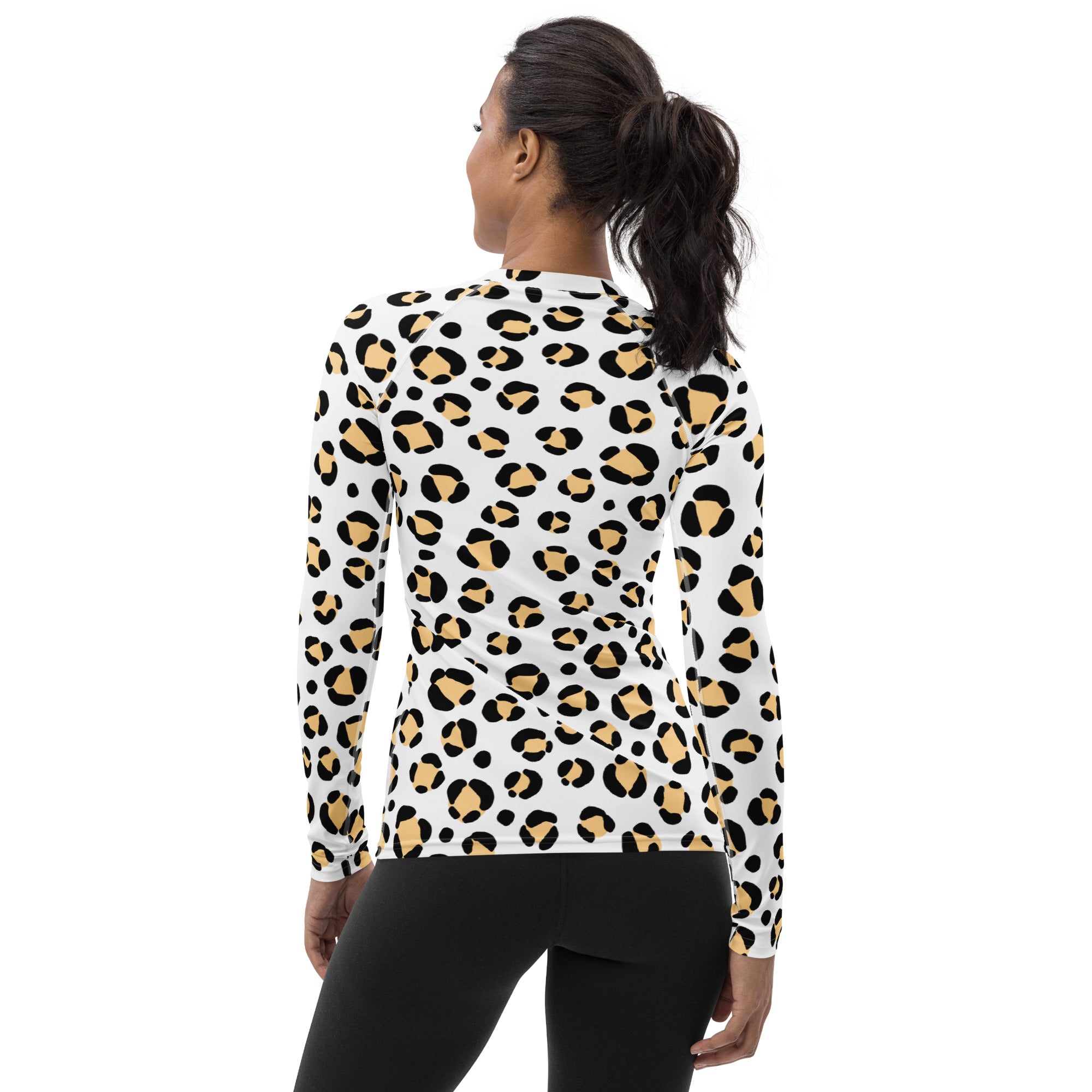 Women's Yellow Leopard Print Long Sleeve Rash Guard Swim Shirt – Buttery Soft, Sun Safe UPF 50+ Protection, Quick Dry & 4-Way Stretch Comfort