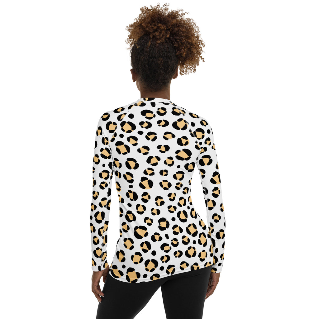 Women's Yellow Leopard Print Long Sleeve Rash Guard Swim Shirt – Buttery Soft, Sun Safe UPF 50+ Protection, Quick Dry & 4-Way Stretch Comfort