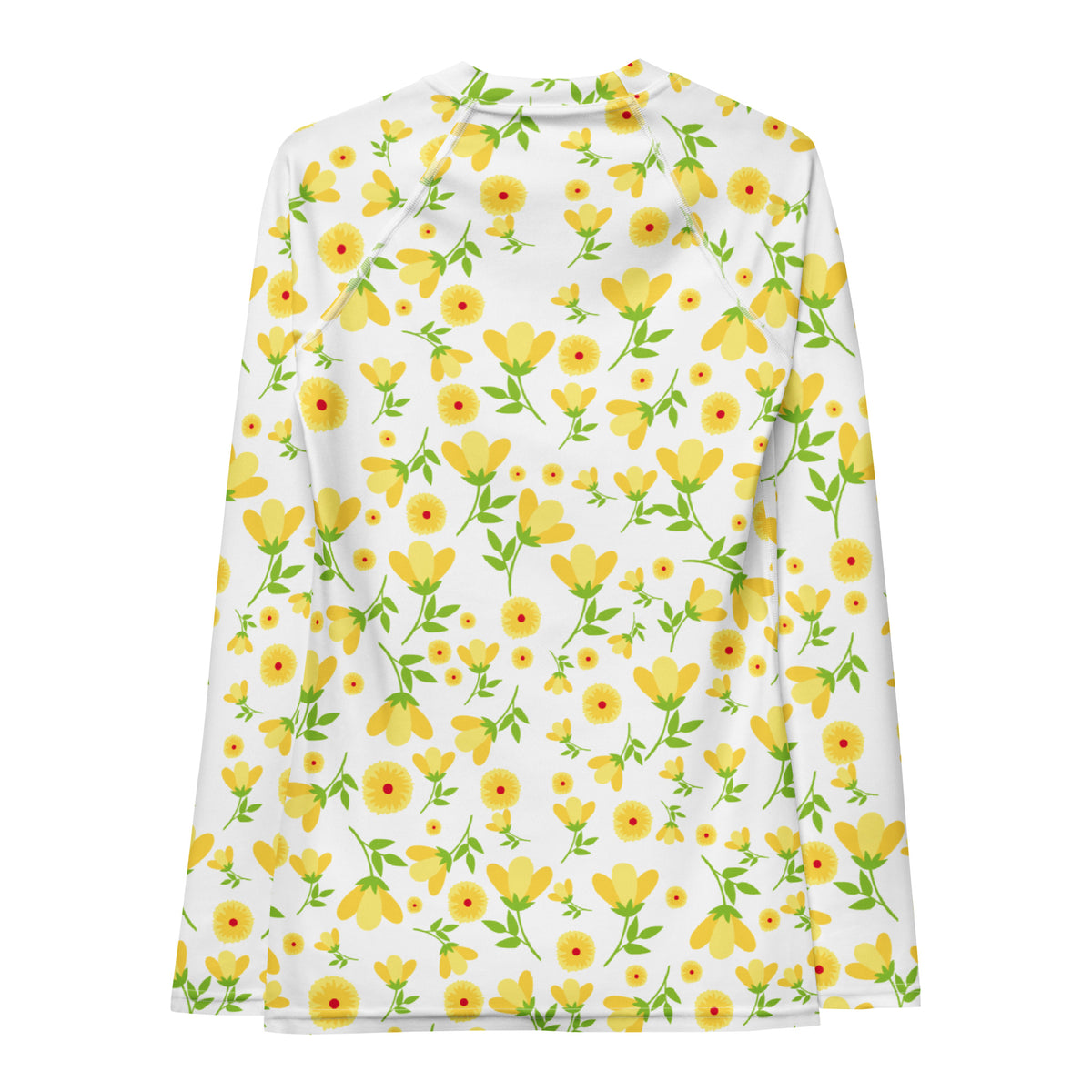 Women's Yellow Floral Wildflower Long Sleeve Rash Guard Swim Shirt – Buttery Soft, Sun Safe UPF 50+ Protection, Quick Dry & 4-Way Stretch Comfort