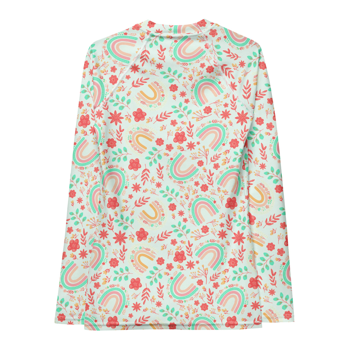 Women's Boho Rainbow Floral Long Sleeve Rash Guard Swim Shirt – Buttery Soft, Sun Safe UPF 50+ Protection, Quick Dry & 4-Way Stretch Comfort