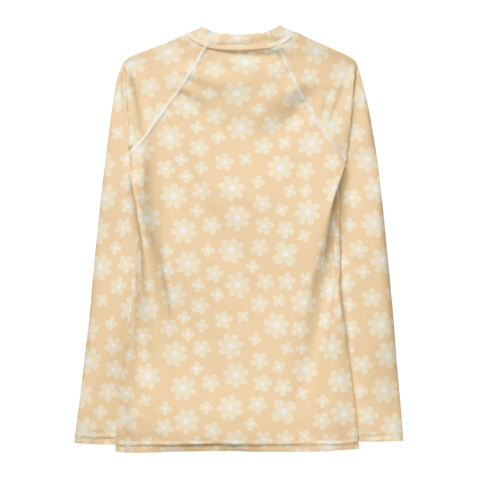 Women's Cream Daisy Long Sleeve Rash Guard Swim Shirt – Buttery Soft, Sun Safe UPF 50+ Protection, Quick Dry & 4-Way Stretch Comfort