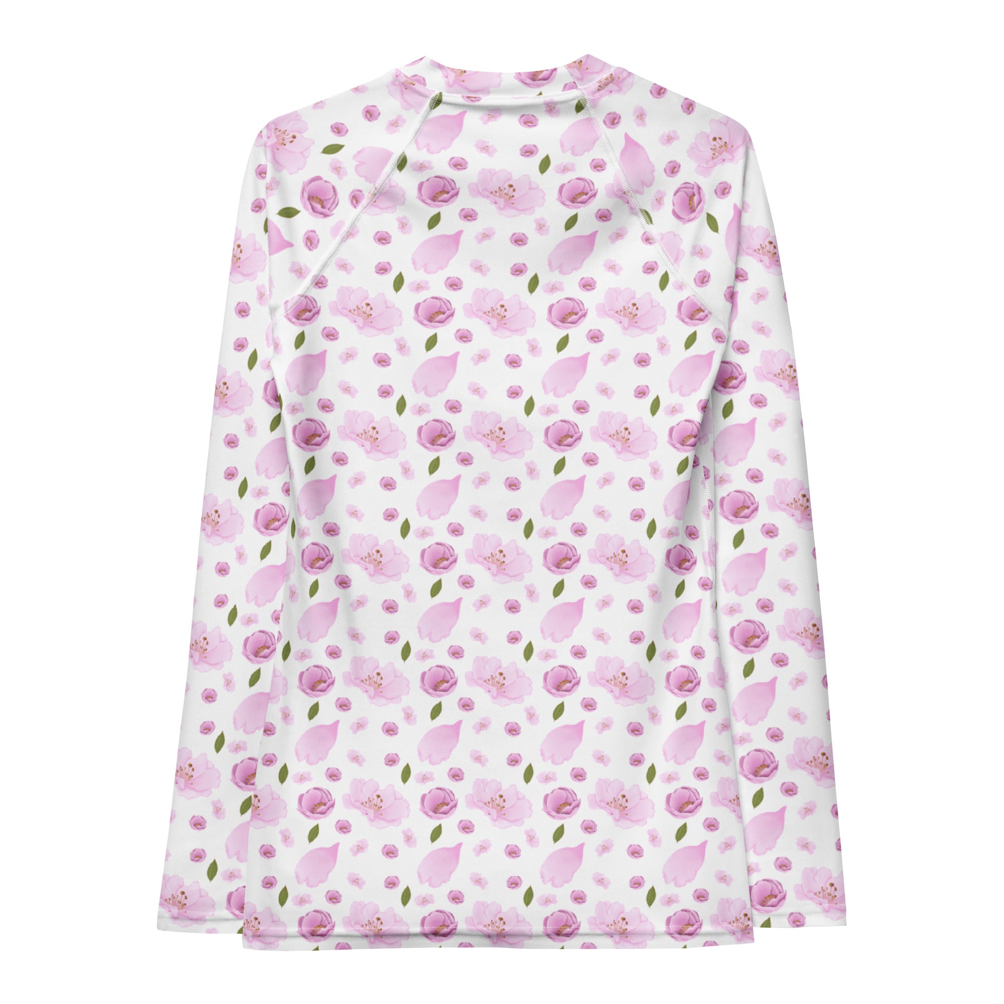 Women's Pink Watercolor Floral Long Sleeve Rash Guard Swim Shirt – Buttery Soft, Sun Safe UPF 50+ Protection, Quick Dry & 4-Way Stretch Comfort