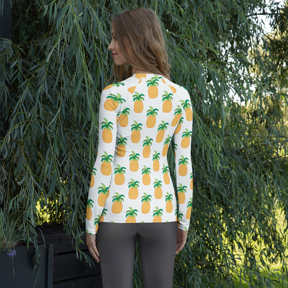 Women's Pineapple Long Sleeve Rash Guard Swim Shirt – Buttery Soft, Sun Safe UPF 50+ Protection, Quick Dry & 4-Way Stretch Comfort