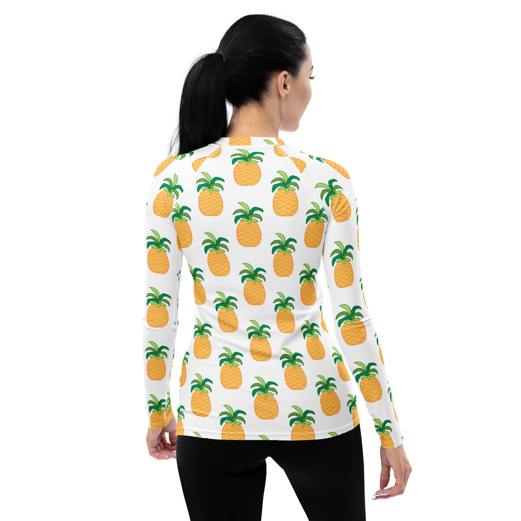 Women's Pineapple Long Sleeve Rash Guard Swim Shirt – Buttery Soft, Sun Safe UPF 50+ Protection, Quick Dry & 4-Way Stretch Comfort