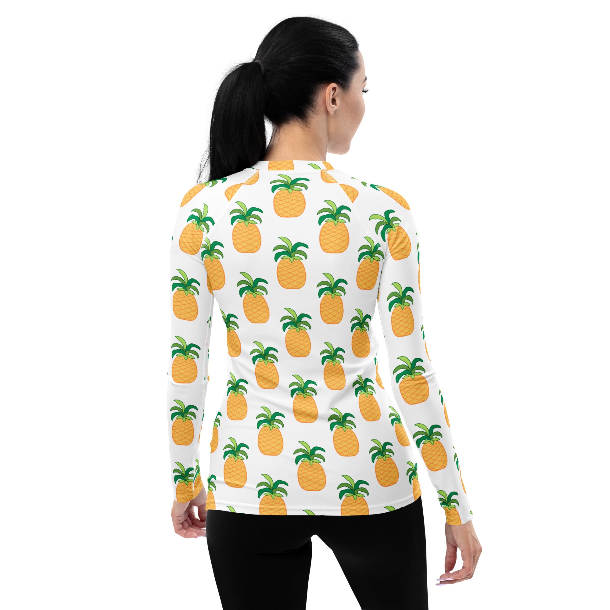 Women's Pineapple Long Sleeve Rash Guard Swim Shirt – Buttery Soft, Sun Safe UPF 50+ Protection, Quick Dry & 4-Way Stretch Comfort