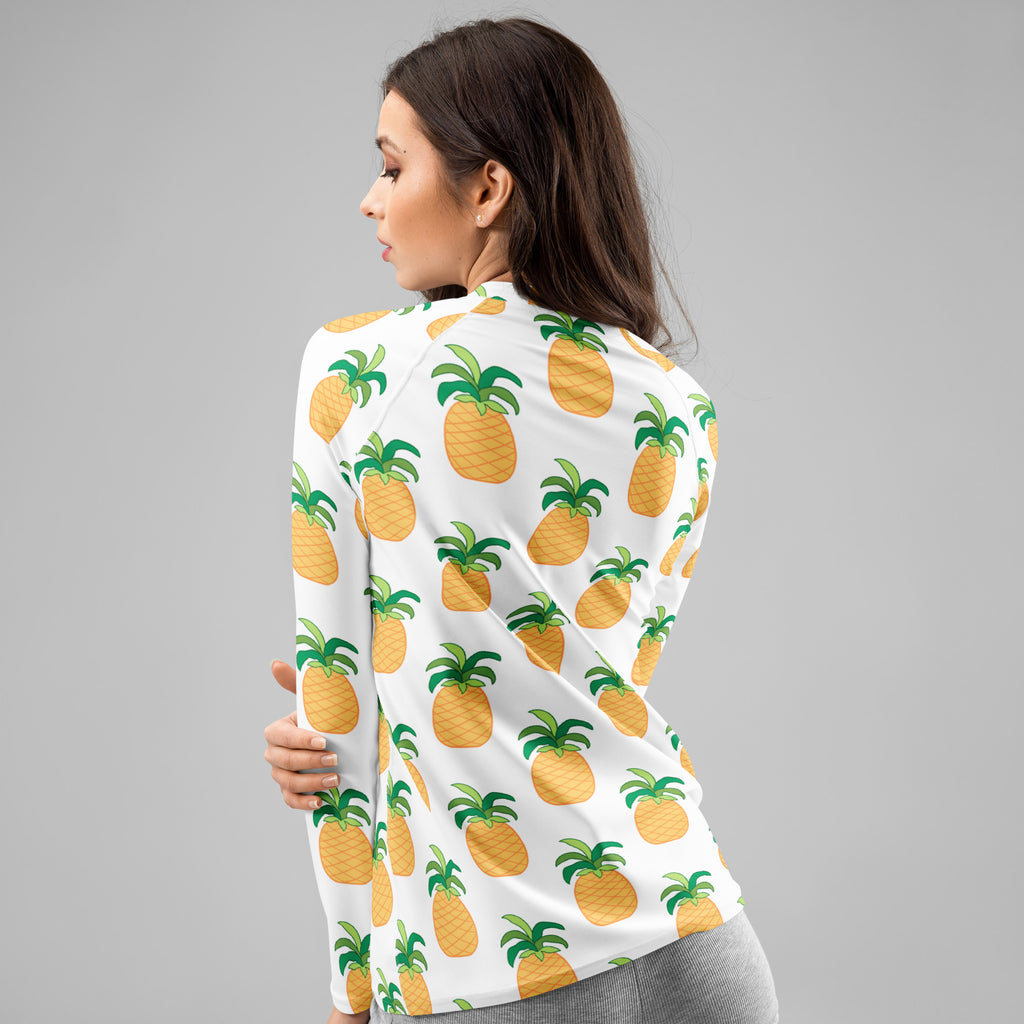 Women's Pineapple Long Sleeve Rash Guard Swim Shirt – Buttery Soft, Sun Safe UPF 50+ Protection, Quick Dry & 4-Way Stretch Comfort
