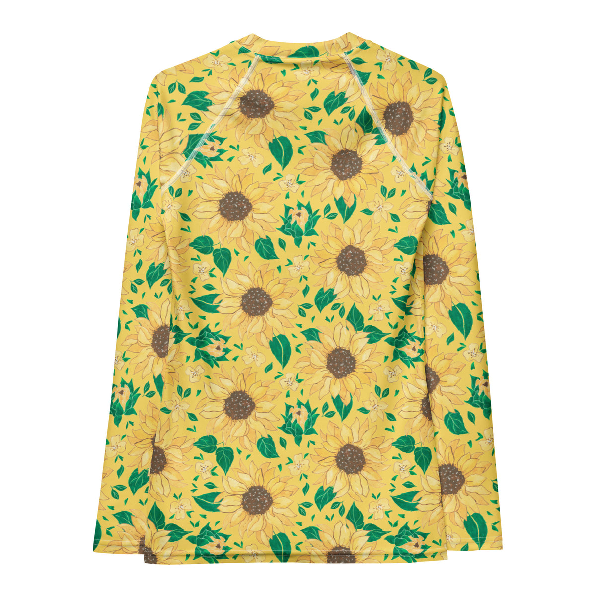 Women's Watercolor Sunflower Long Sleeve Rash Guard Swim Shirt – Buttery Soft, Sun Safe UPF 50+ Protection, Quick Dry & 4-Way Stretch Comfort