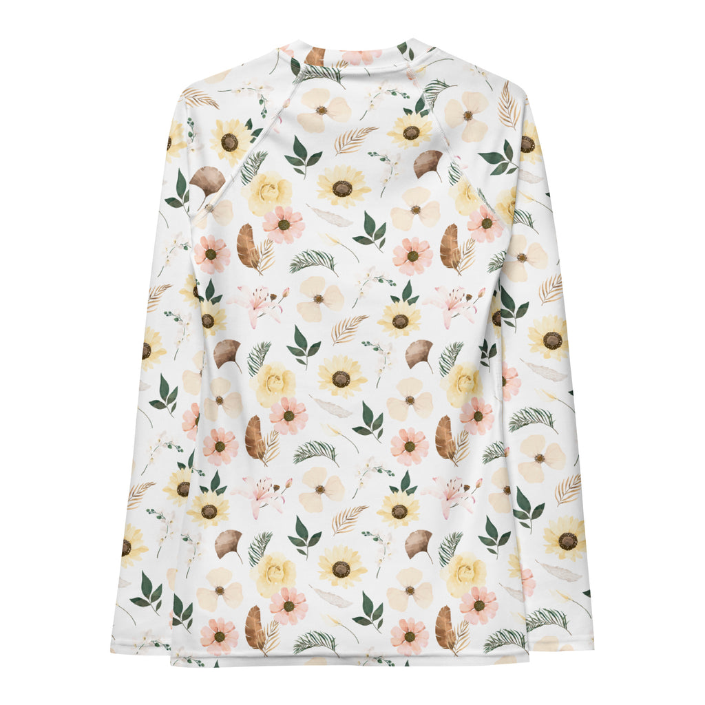 Women's Boho Floral Long Sleeve Rash Guard Swim Shirt – Buttery Soft, Sun Safe UPF 50+ Protection, Quick Dry & 4-Way Stretch Comfort